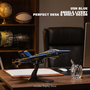 NUOTIE 1/72 F/A-18F Blue Angels Fighter Model, Diecast Metal Jet with Stand