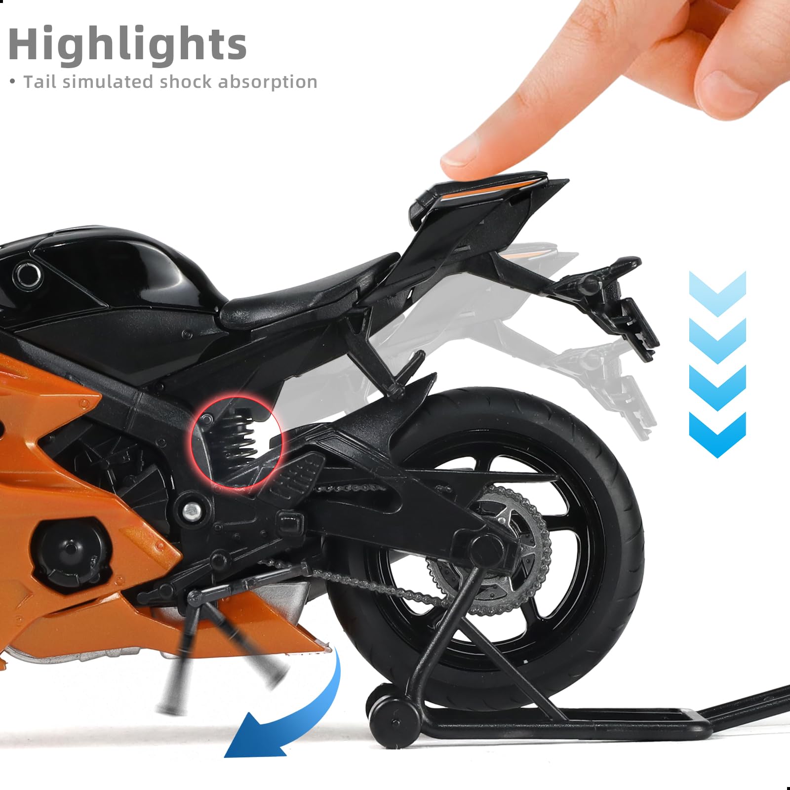 1/12 Die-cast YZF-R6 1000R Motorcycle Scale Model, Orange, Yamaha