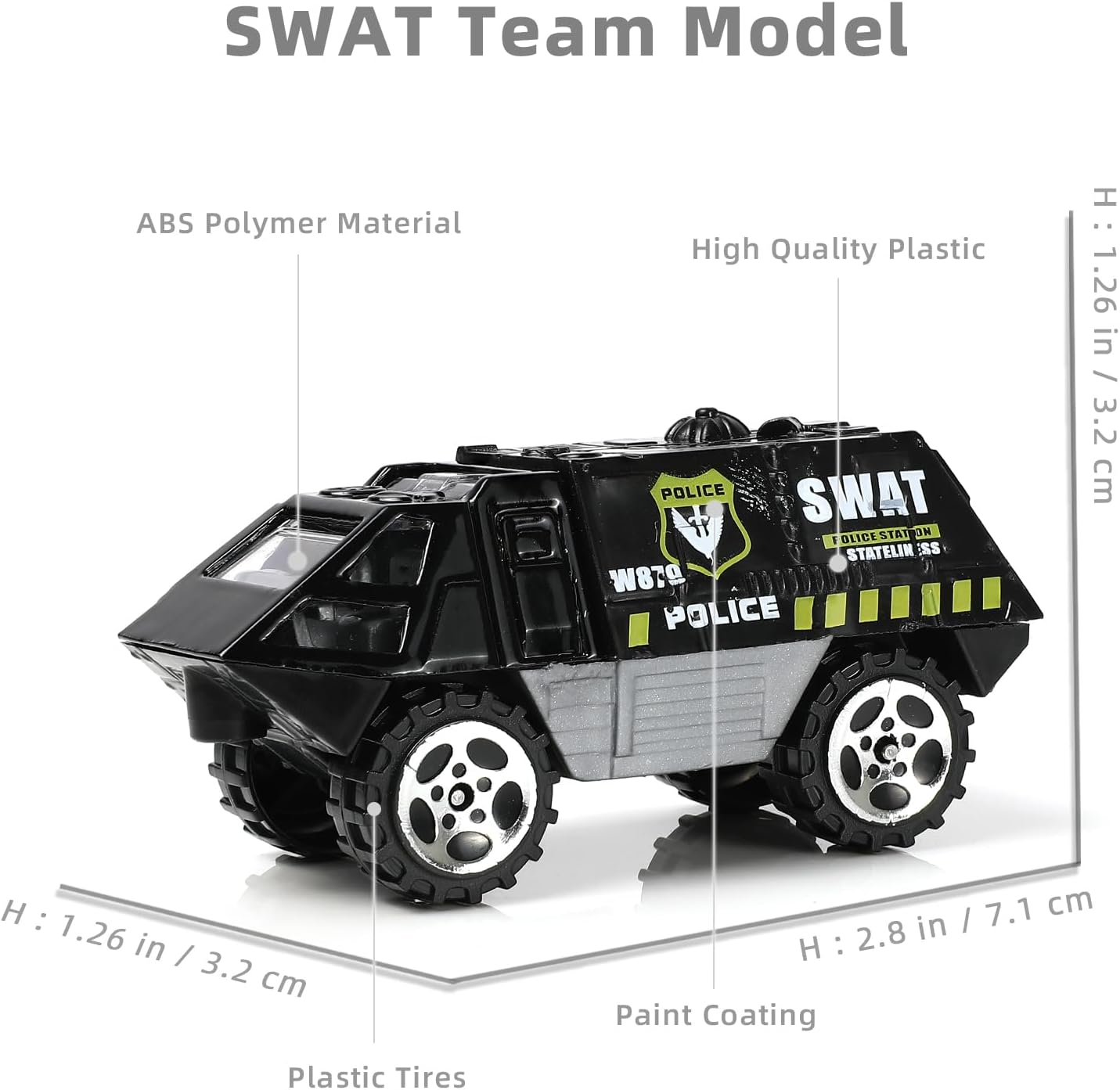 1/87 Die-cast SWAT Police Military Rescue Vehicle 6-in-1 Toy Set for Kids