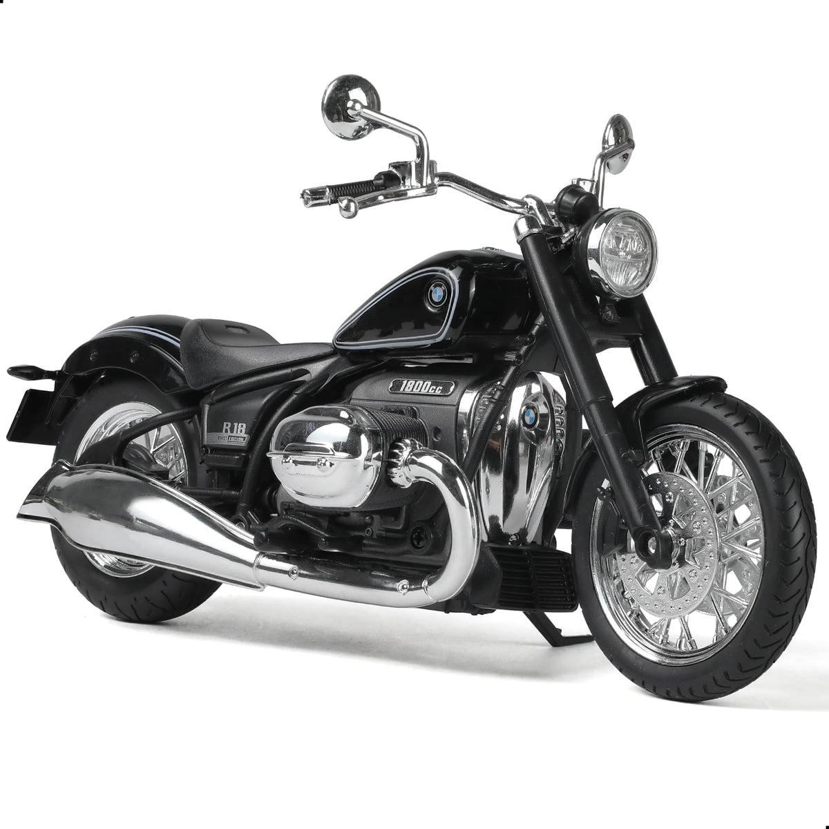 1/12 Die-cast BMW R18 Motorcycle Scale Model, Black, Welly