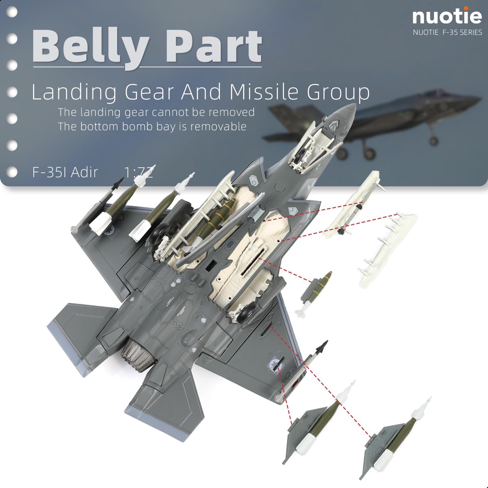 1/72 Scale F-35I Adir Diecast Metal Stealth Fighter Model - Israeli Air Force Jet with Stand