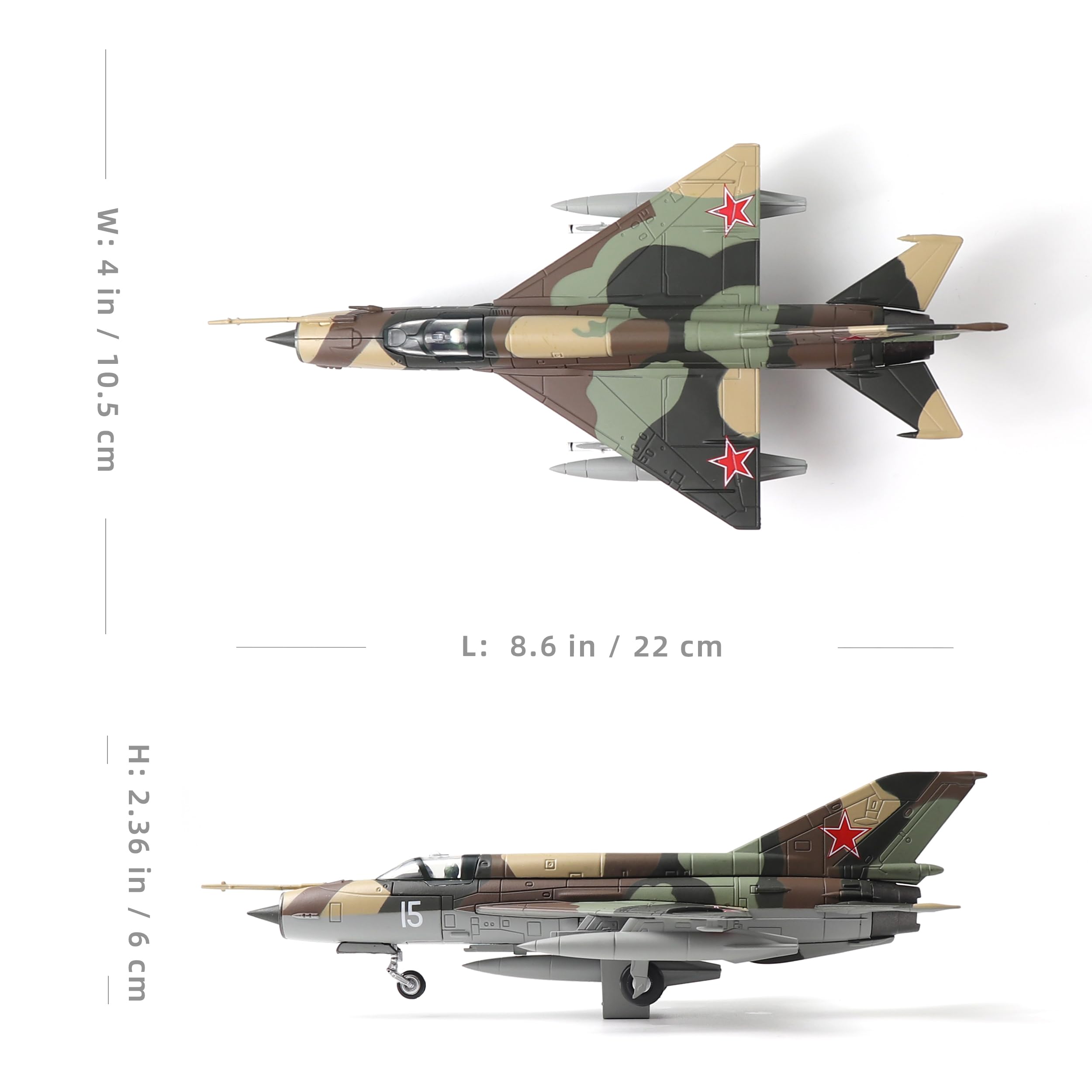 1/72 Mikoyan MiG-21 Diecast Metal Model - Soviet Union Interceptor Fighter Jet with Stand by NUOTIE