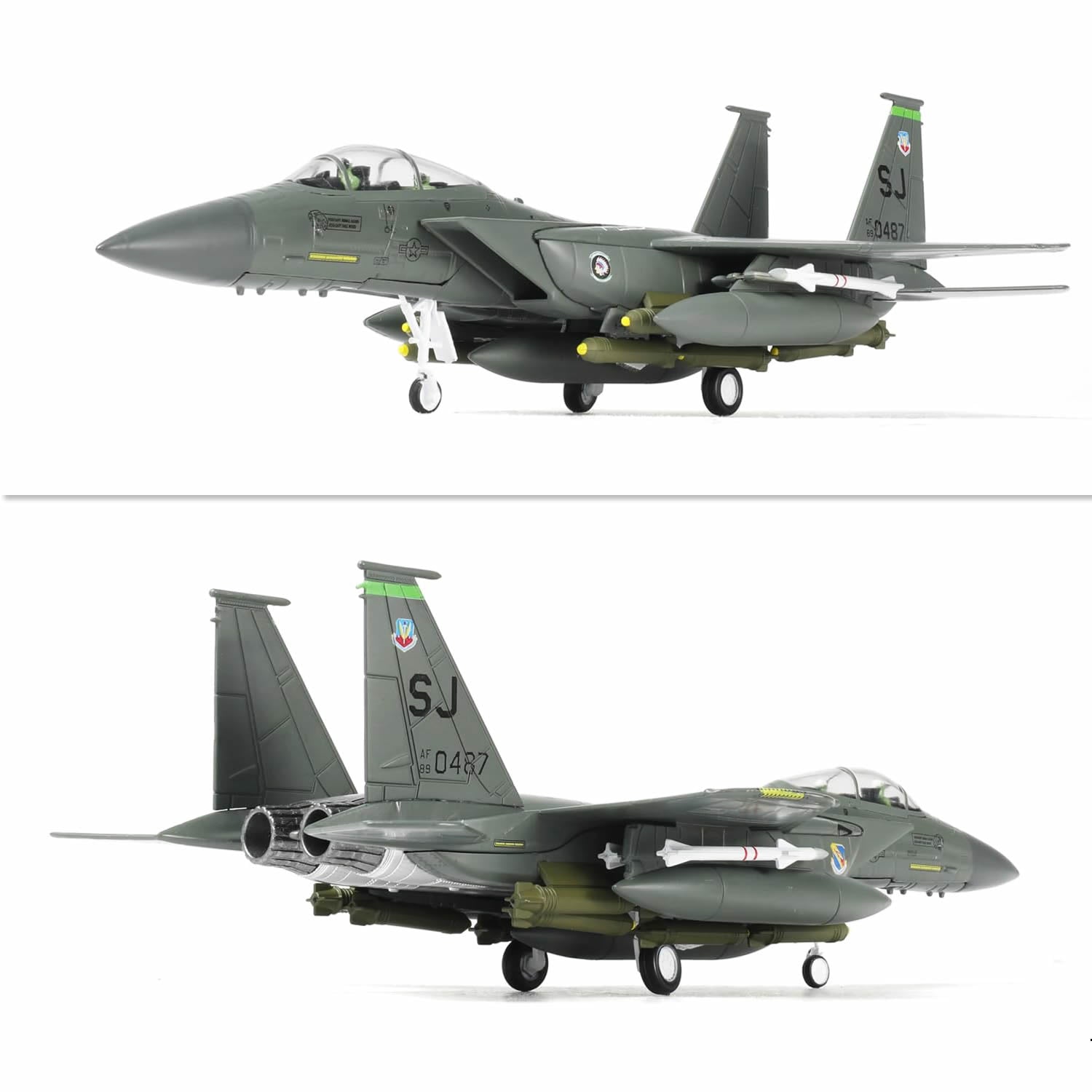 NUOTIE Model F-15E Strike Eagle diecast model aircraft rear view with landing gear