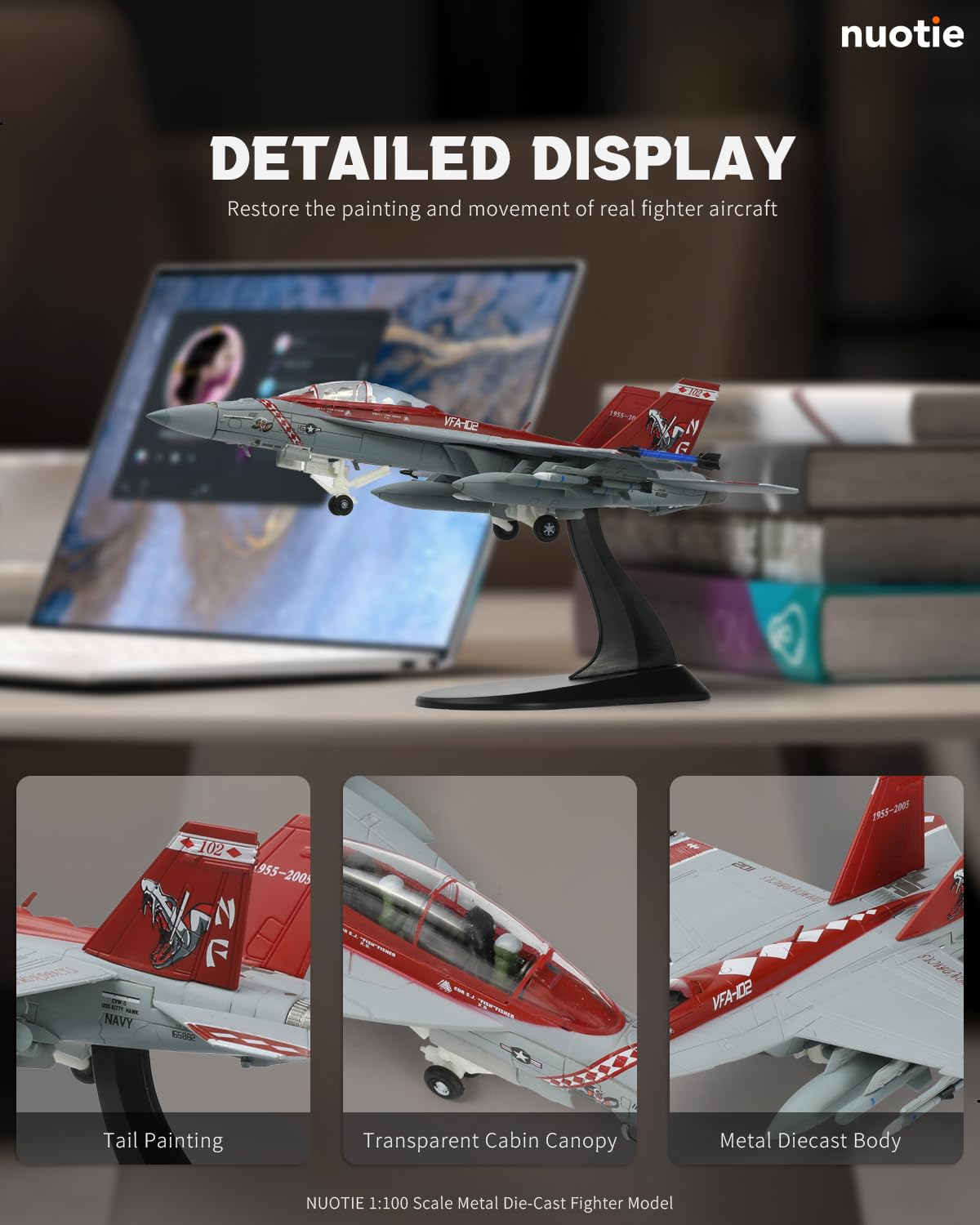 NUOTIE Model 1/100 F/A-18F Super Hornet Diecast Model VFA-102