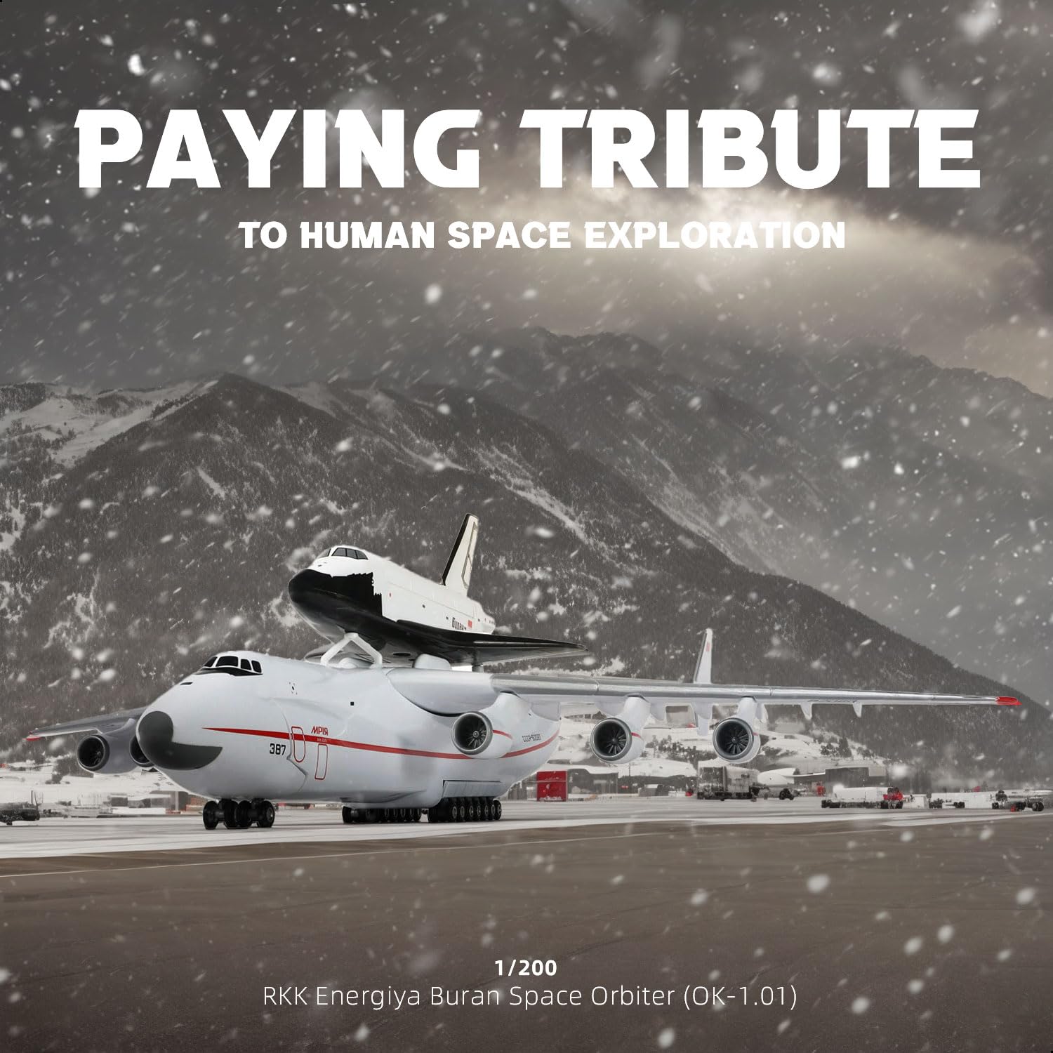 1/200 Antonov An-225 Mriya Transport Aircraft Model, Resin Buran Shuttle Carrier Display by QIYUMOKE