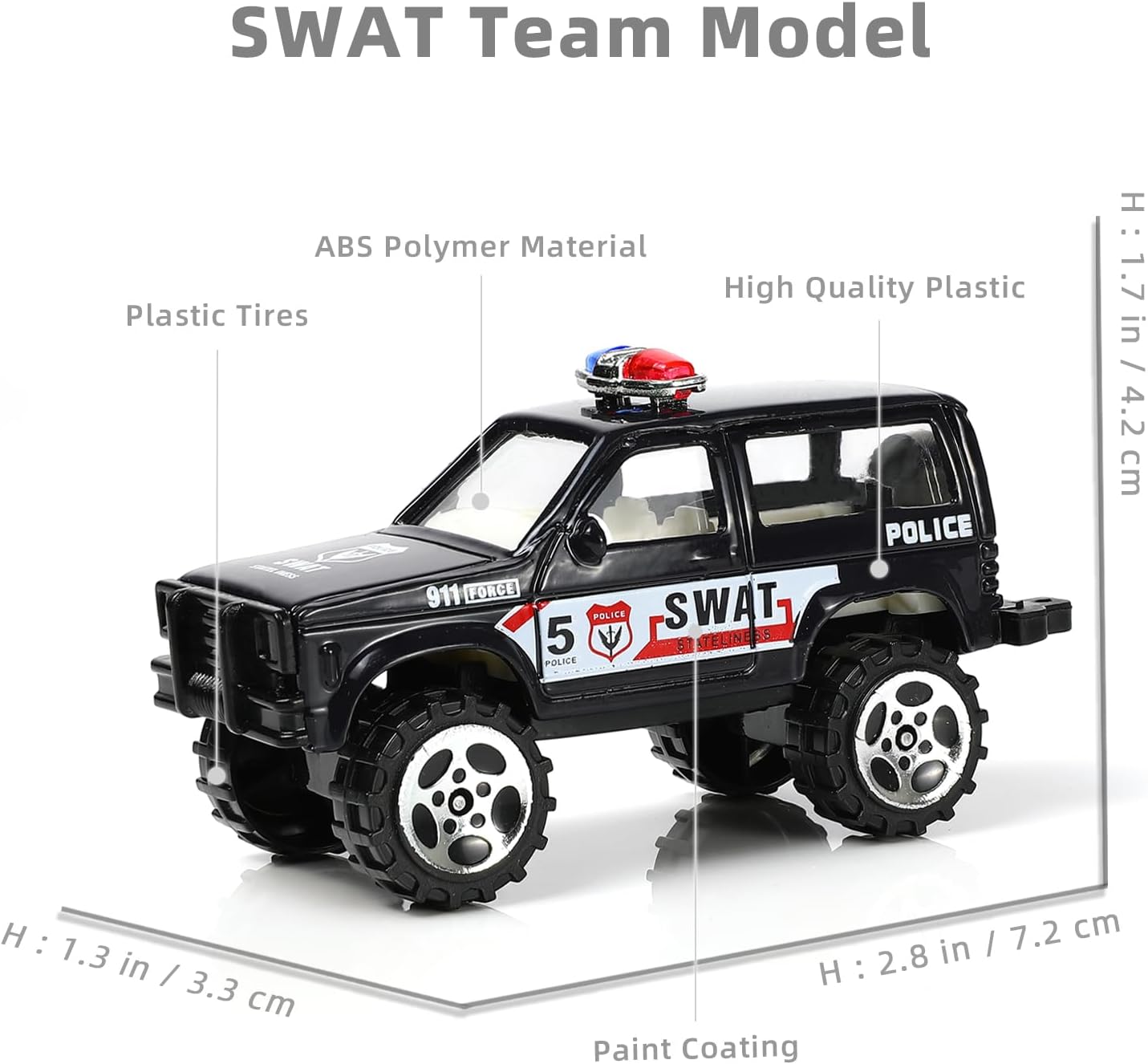 1/87 Die-cast SWAT Police Military Rescue Vehicle 6-in-1 Toy Set for Kids