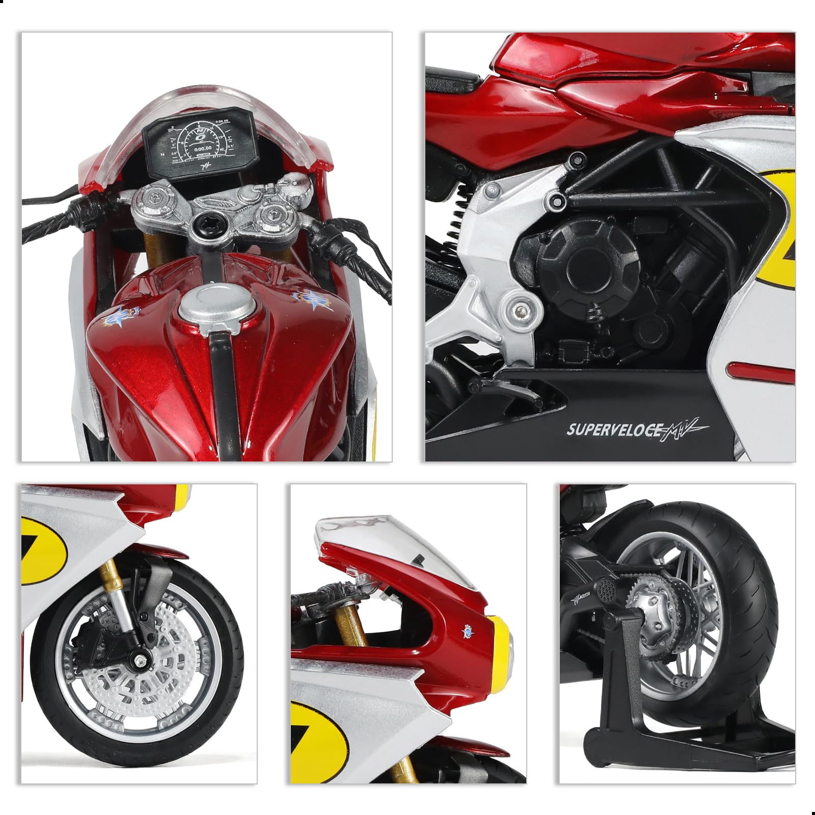 1/12 Die-cast MV Agusta Superveloce AGO Motorcycle Scale Model, Red, Risopen