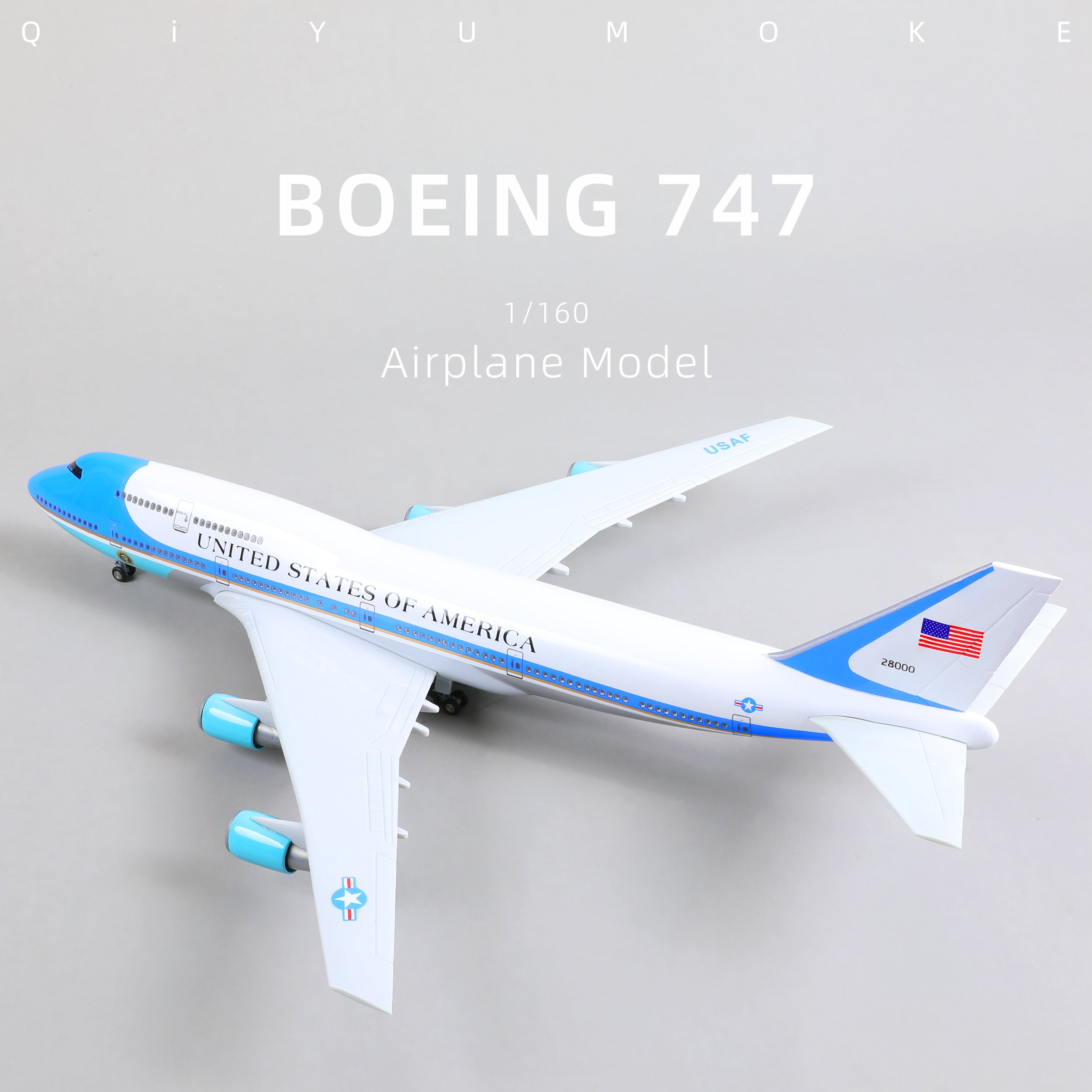 1/160 Boeing 747 VC-25A Air Force One Diecast Model | Finished Presidential Jumbo Jet Display with Stand
