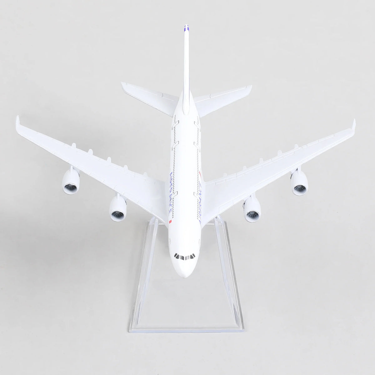 QIYUMOKE Airbus A380 Air France model top view on display stand