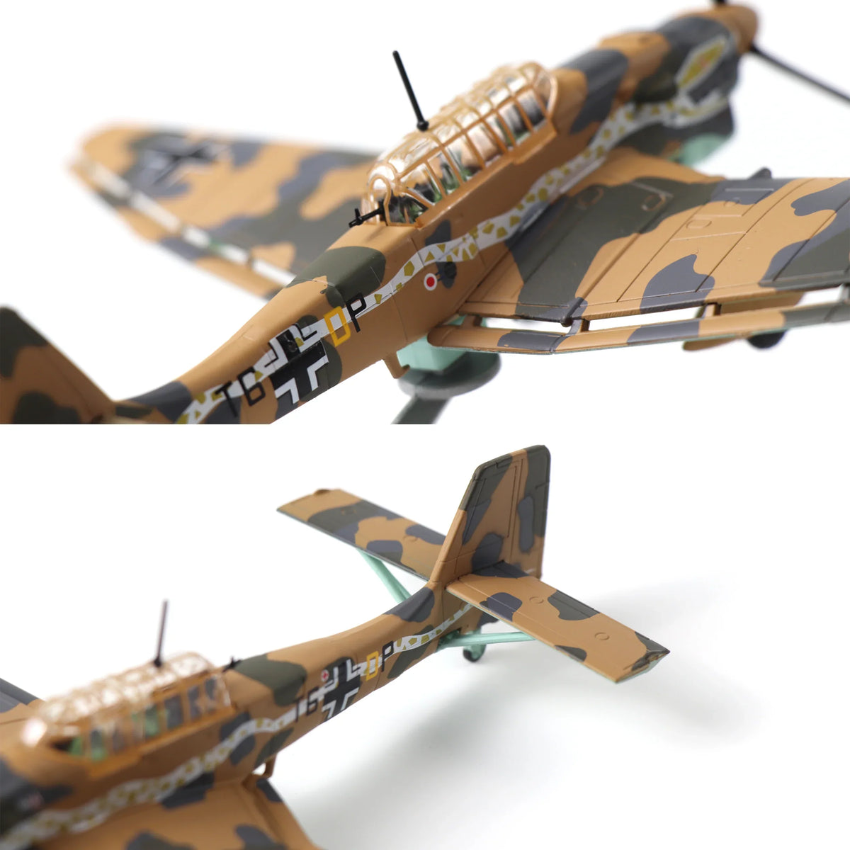 NUOTIE Model 1/72 scale Junkers Ju-87 Stuka diecast metal aircraft in camouflage pattern, top view