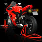 Ducati Panigale V4 SP2 motorcycle model in red with a black stand, showcasing rear view and details.