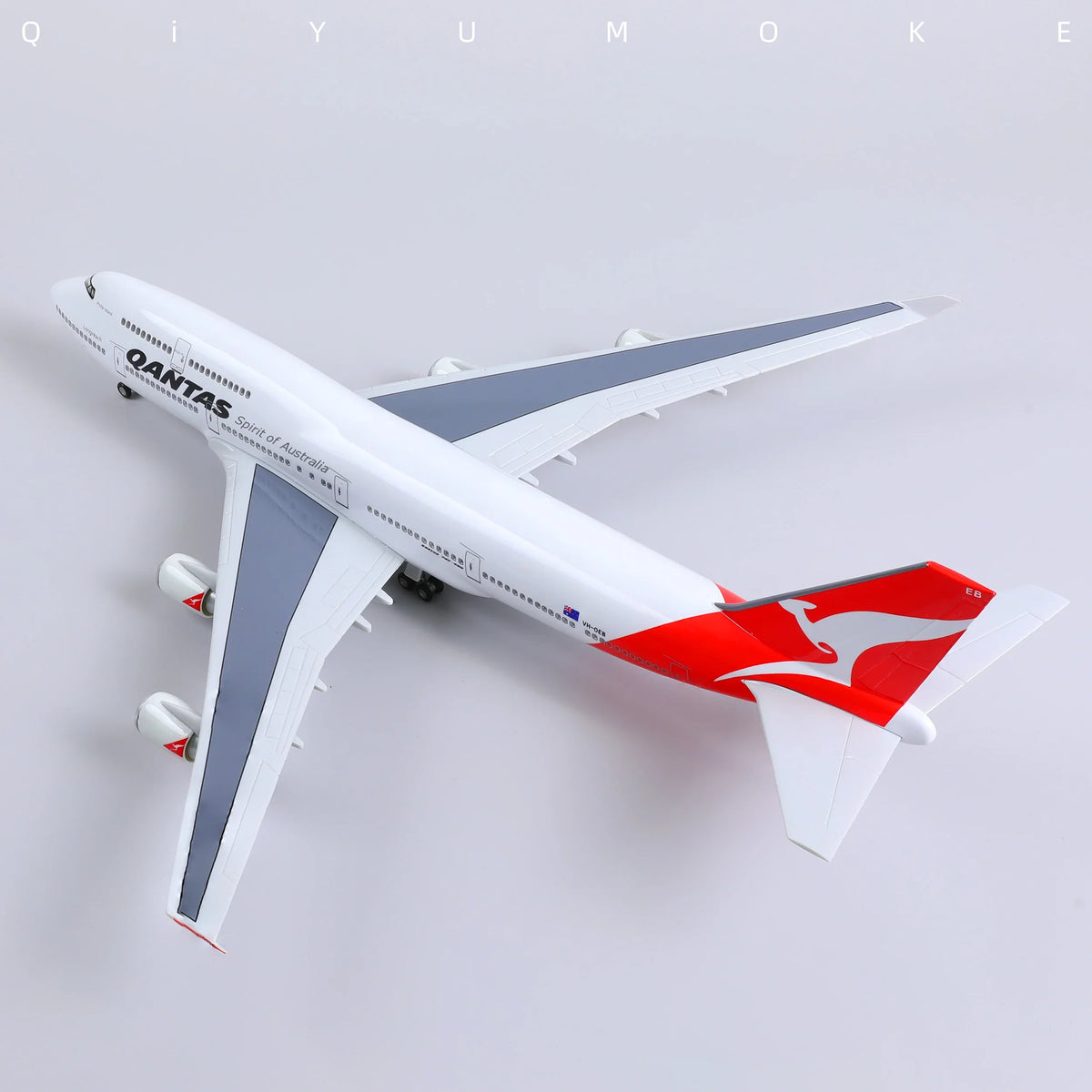 QIYUMOKE 1/160 Boeing 747 Qantas Model Kit | Jumbo Jet Assembly Plane with Display Base aircraft - Product Image