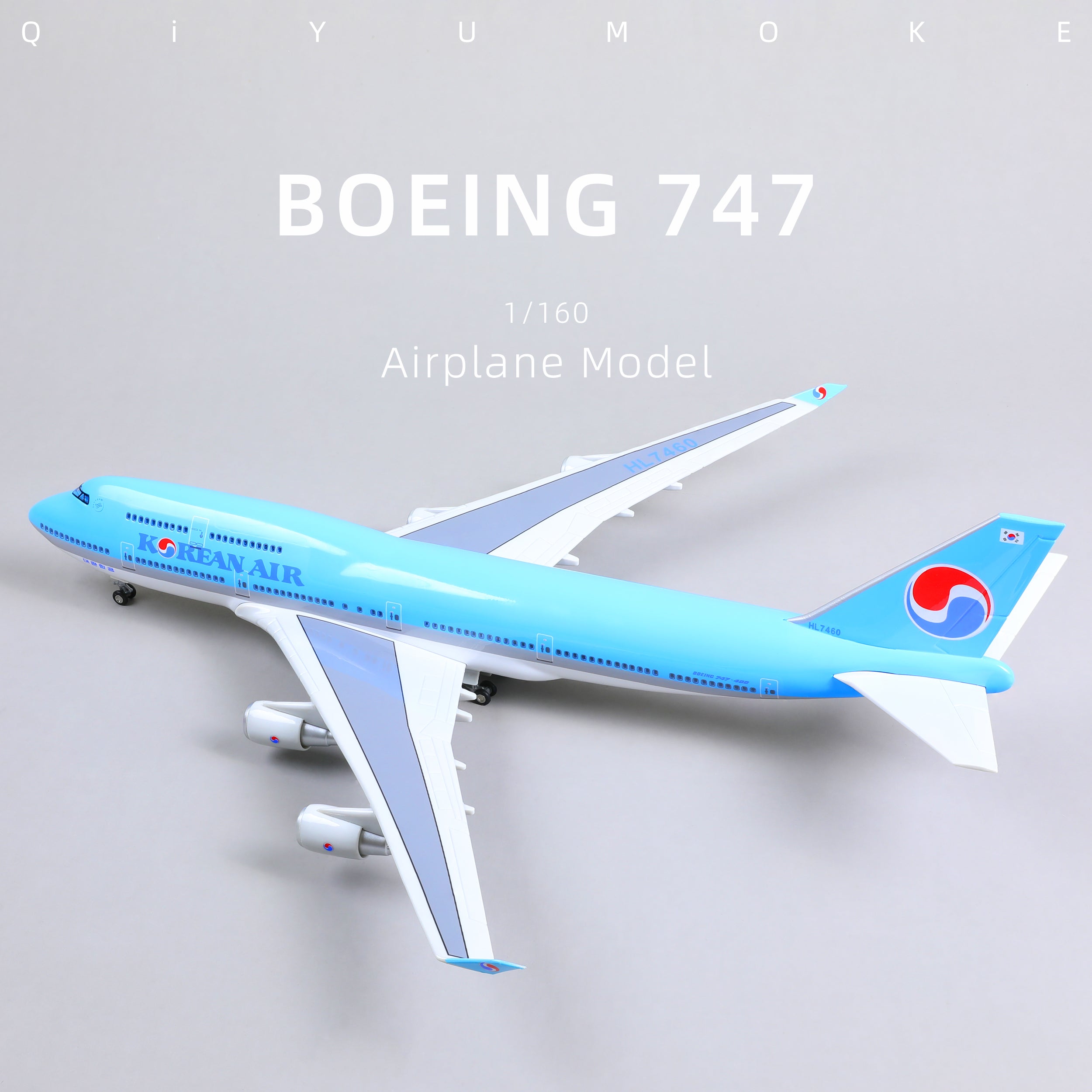 1/160 Boeing 747 Korean Air Diecast Airplane Model | Finished Jumbo Jet Static Display with Stand
