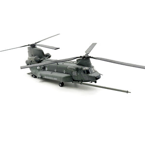 NUOTIE Model MH-47G Chinook helicopter in grey, front view, static display model
