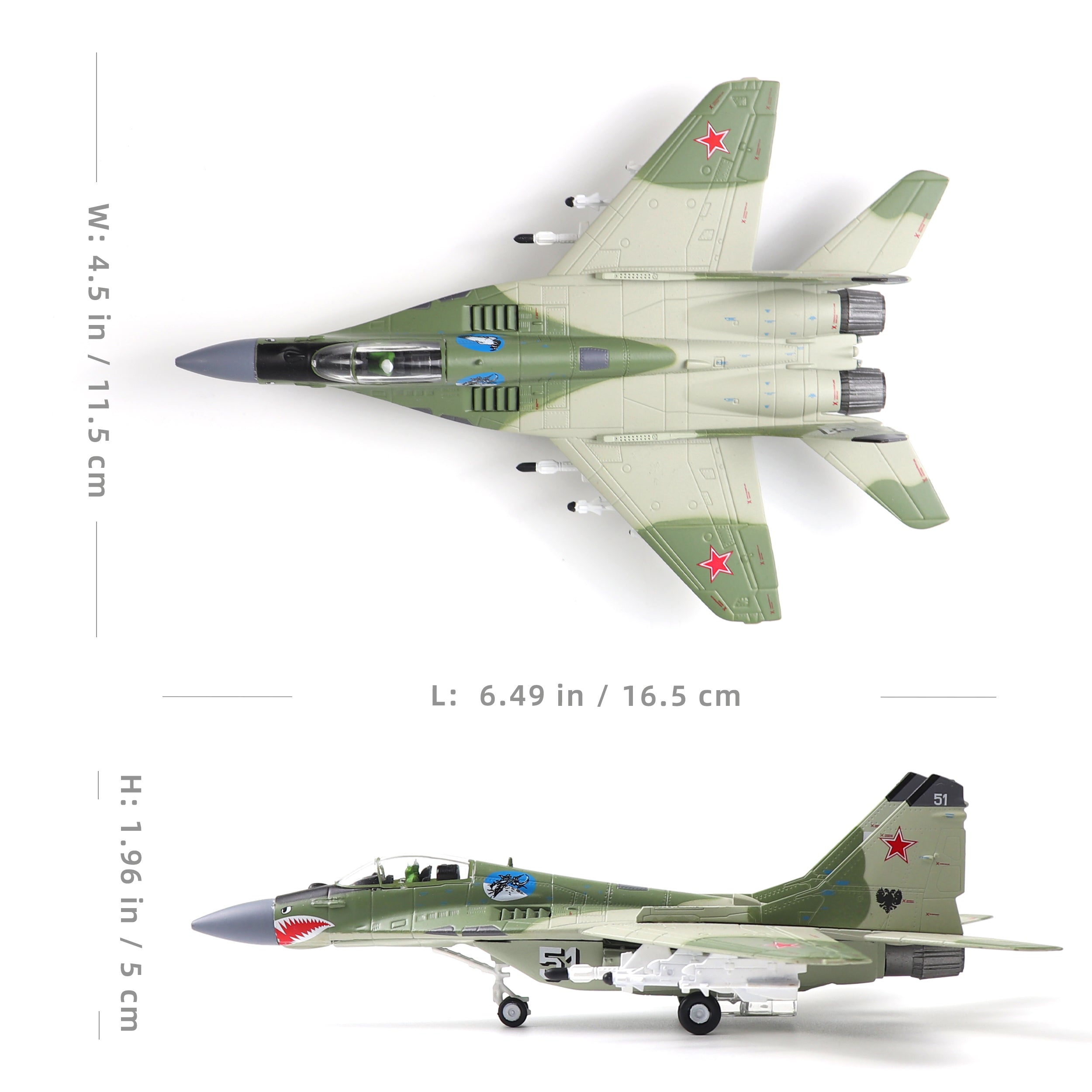 1/100 Mikoyan MiG-29 Fulcrum Diecast Metal Model - Russian Fighter Jet with Stand by NUOTIE