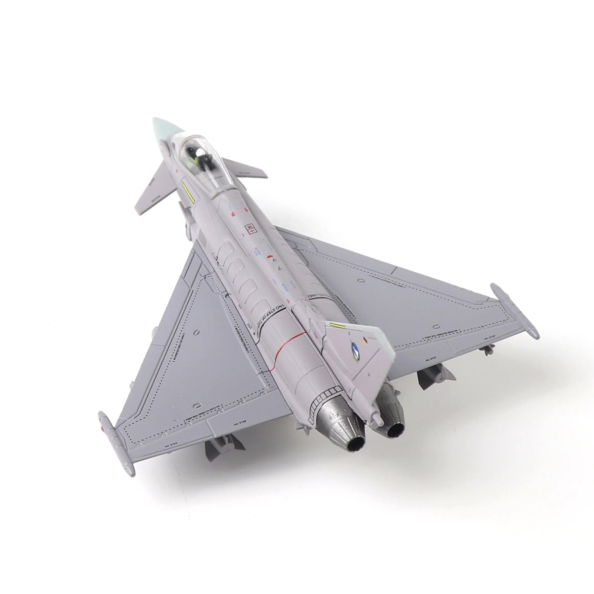 NUOTIE Eurofighter Typhoon model in gray, top view of aircraft