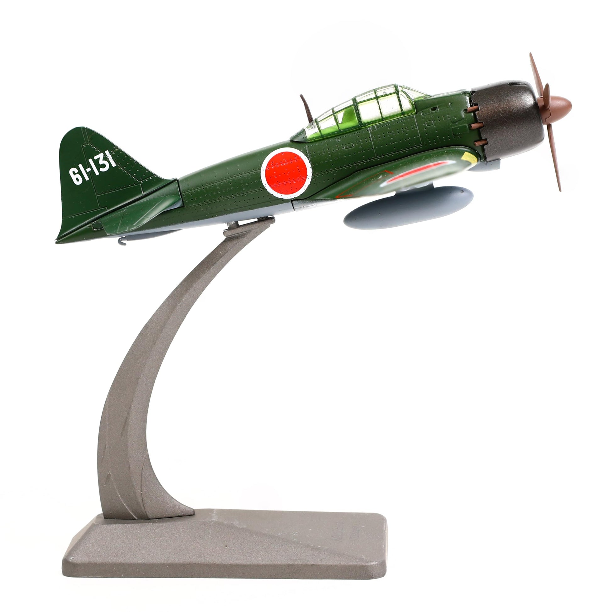NUOTIE Model A6M5 Zero model in navy and red, side view on display stand, aircraft model