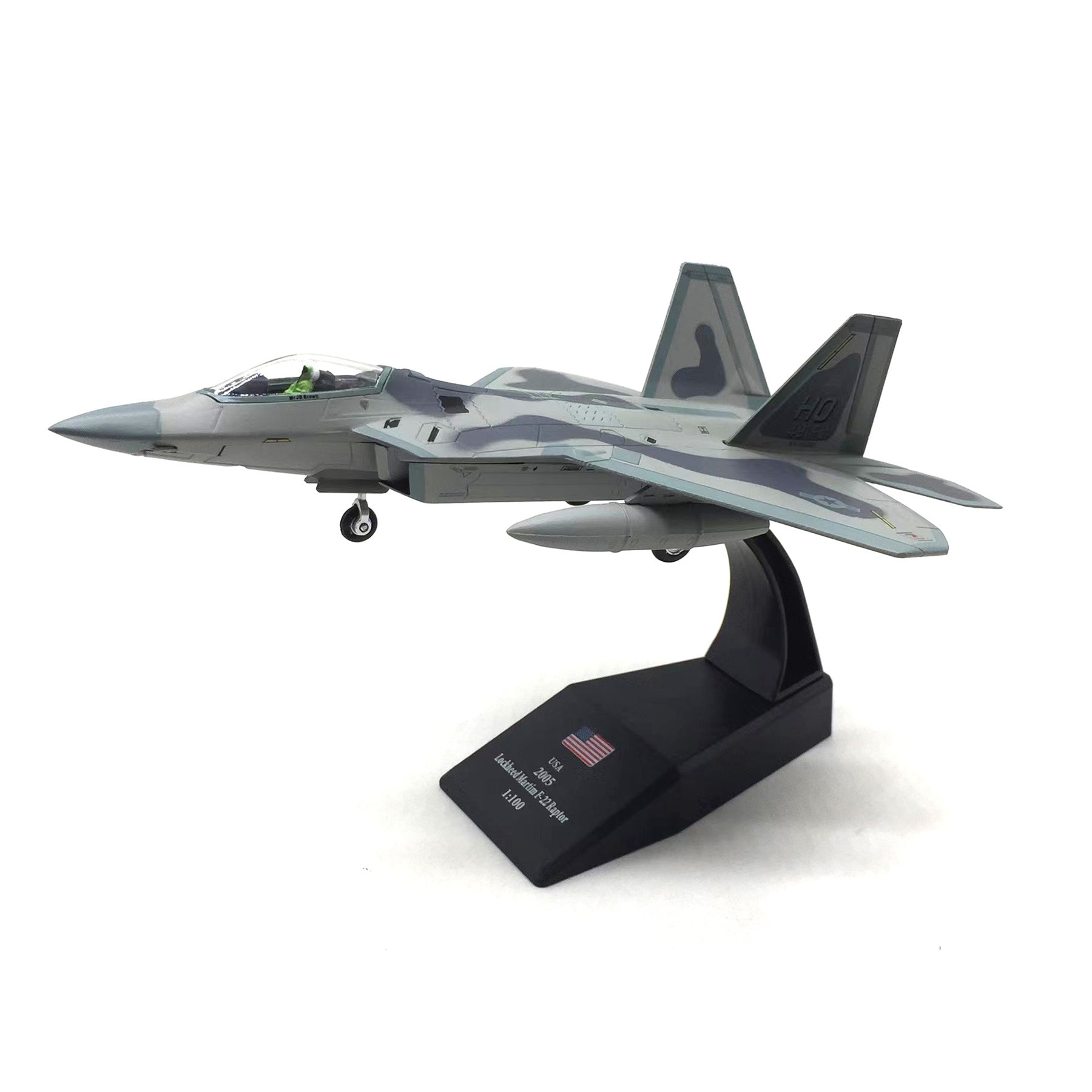 1/100 Scale F-22 Raptor Diecast Metal Model - USAF Stealth Fighter Jet with Stand by NUOTIE