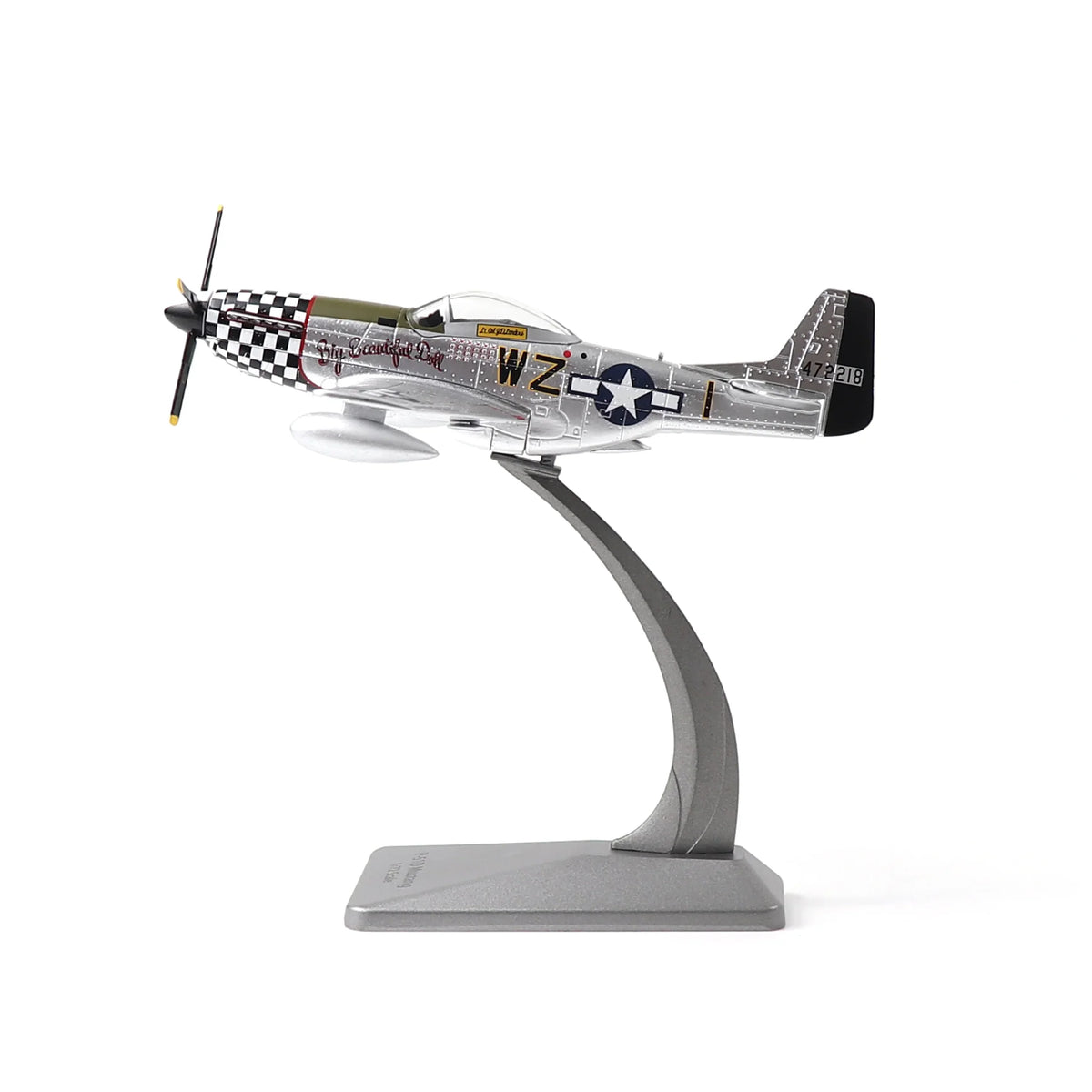 AF1 P-51D Mustang diecast metal model aircraft side profile on stand