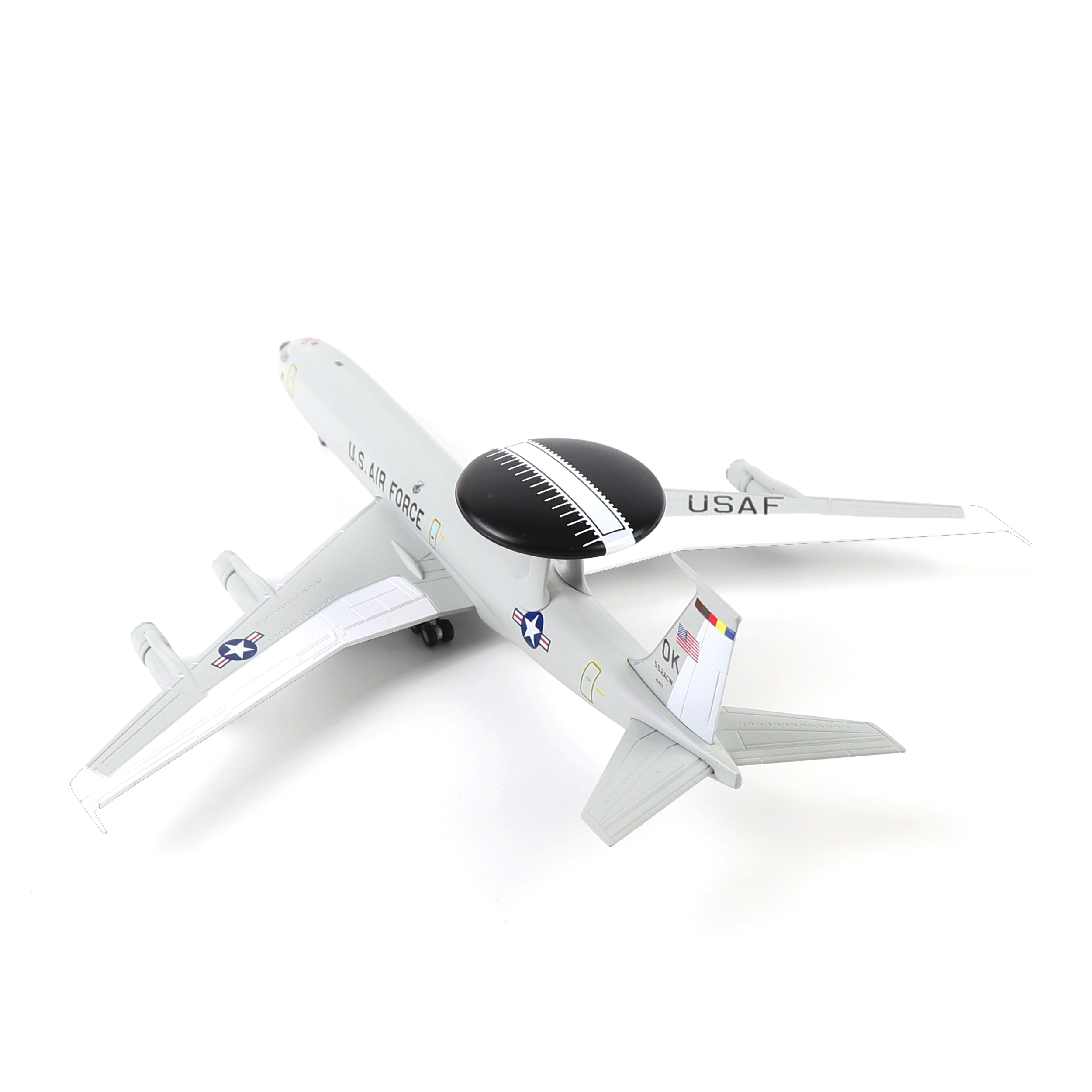 1:200 Diecast Metal E-3 Sentry AWACS Model - US Military Surveillance Jet with Stand