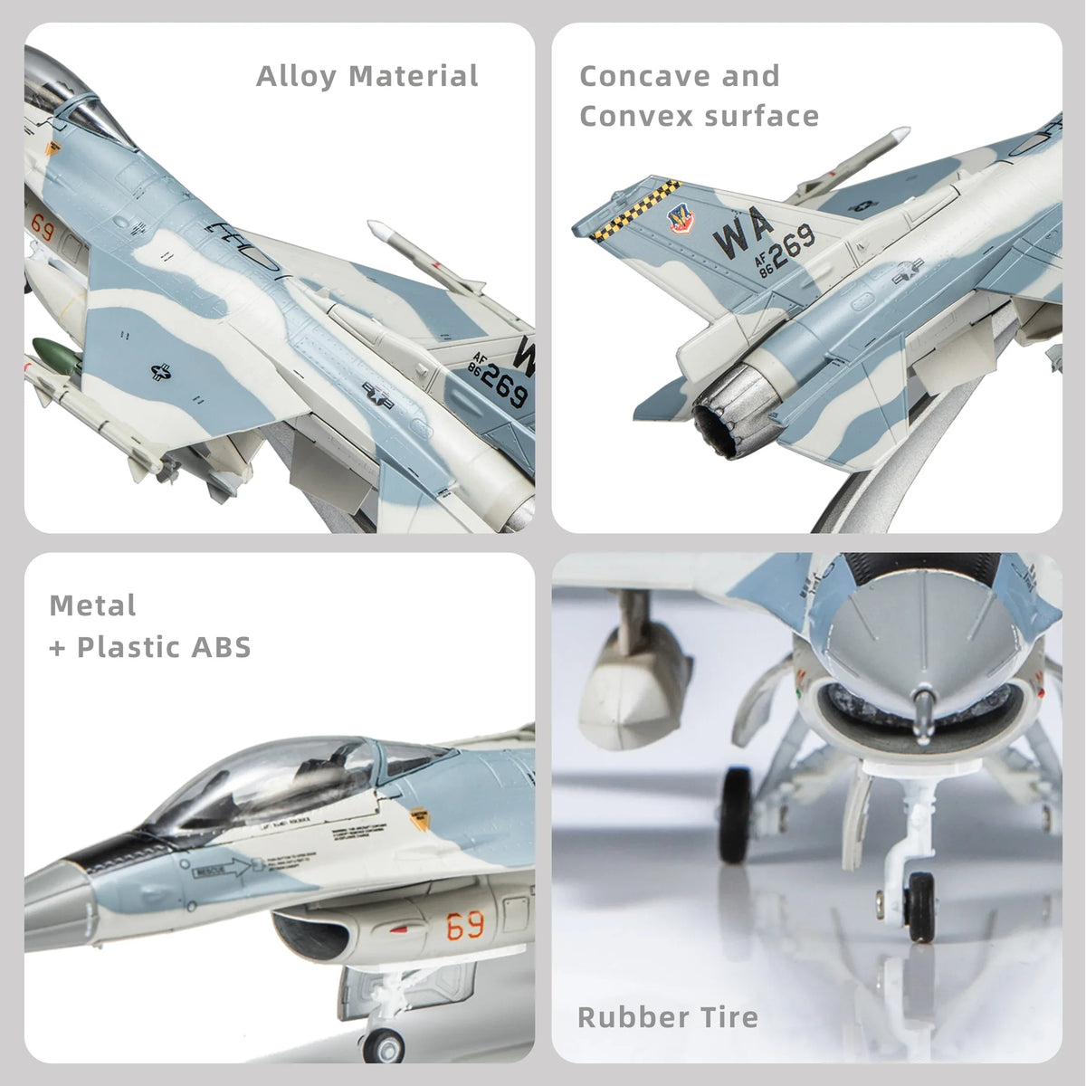 NUOTIE F-16C Fighting Falcon navy diecast model aircraft in flight position with stand