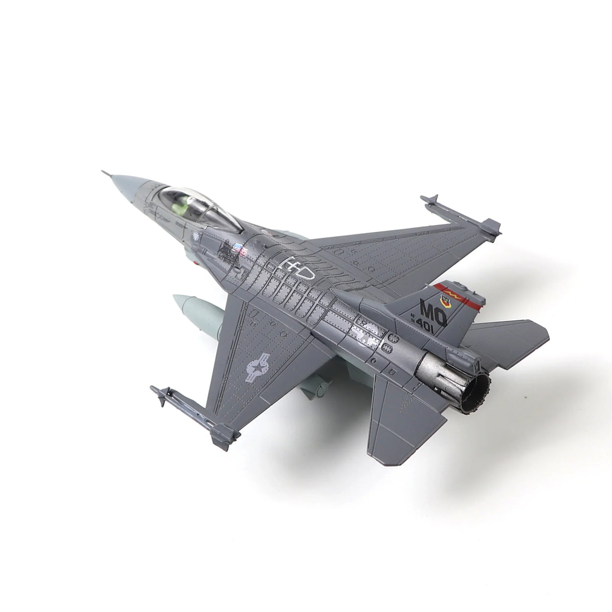 NUOTIE F-16C Fighting Falcon diecast model in gray, top view