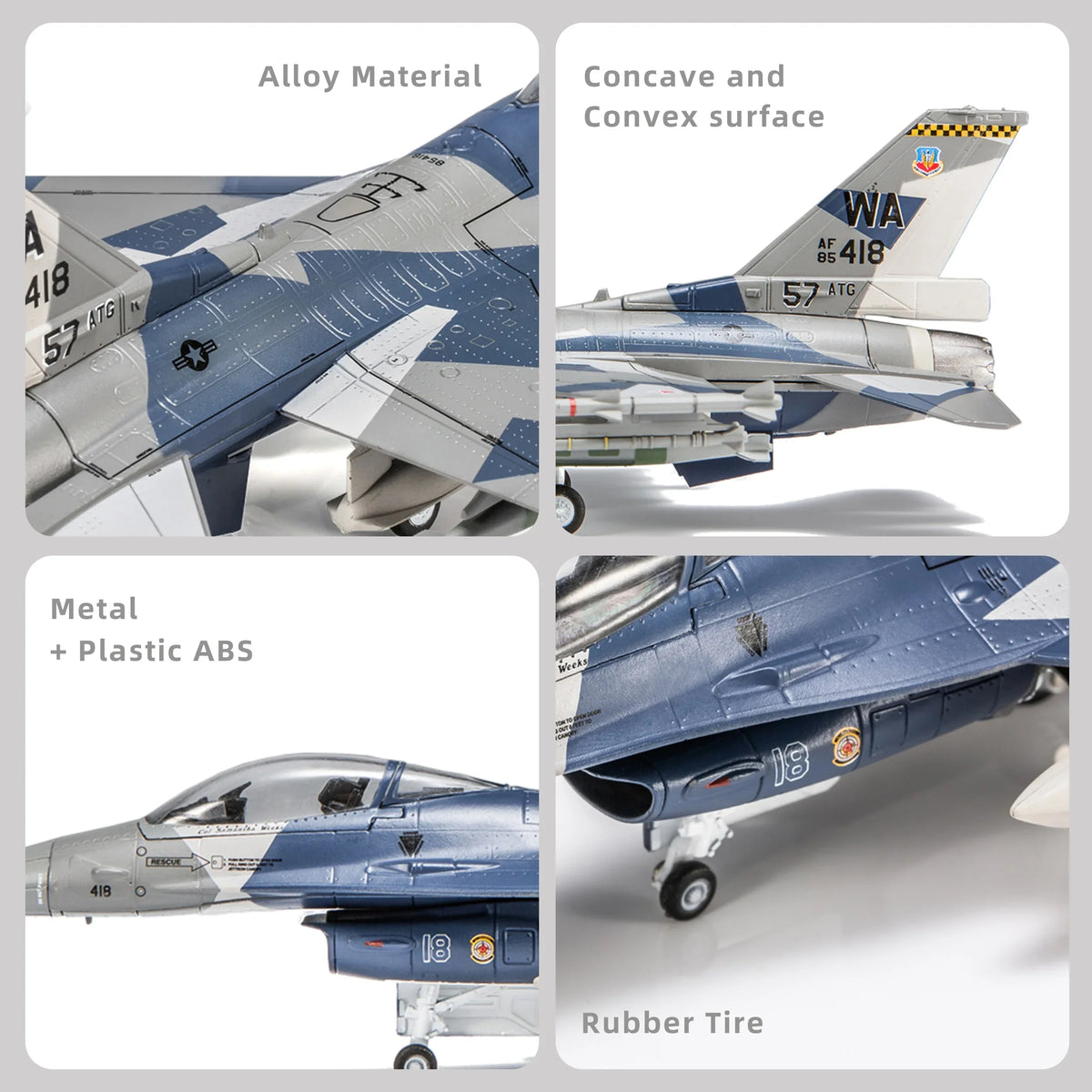 NUOTIE F-16C Fighting Falcon model in splinter camo with detailed surface, aircraft side view