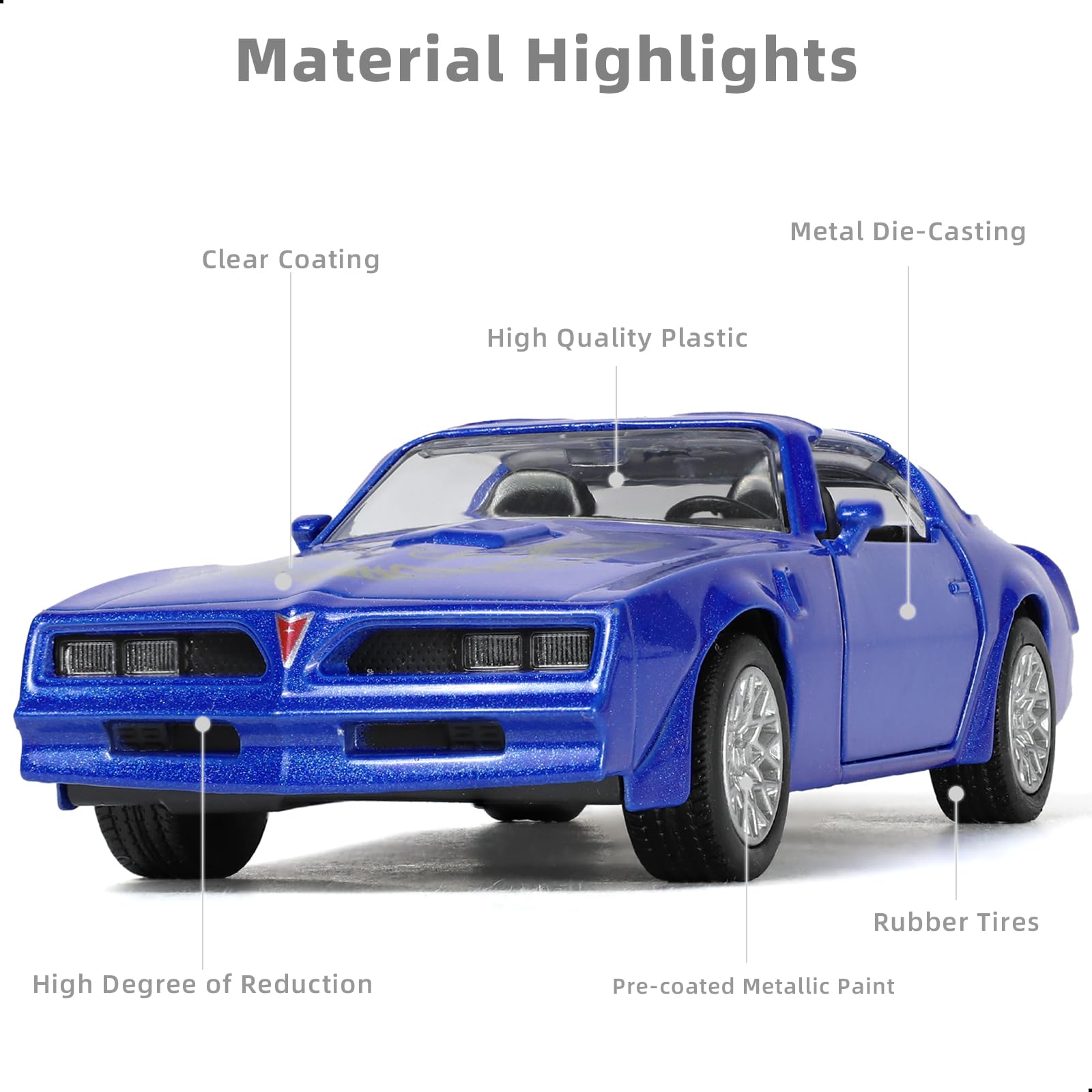 1/36 Pontiac Firebird Trans Am Diecast Car - Classic Blue Vintage Model