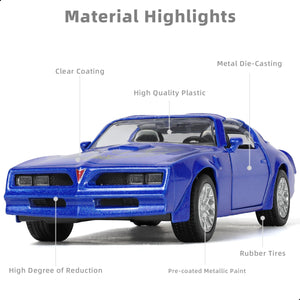 1/36 Pontiac Firebird Trans Am Diecast Car - Classic Blue Vintage Model