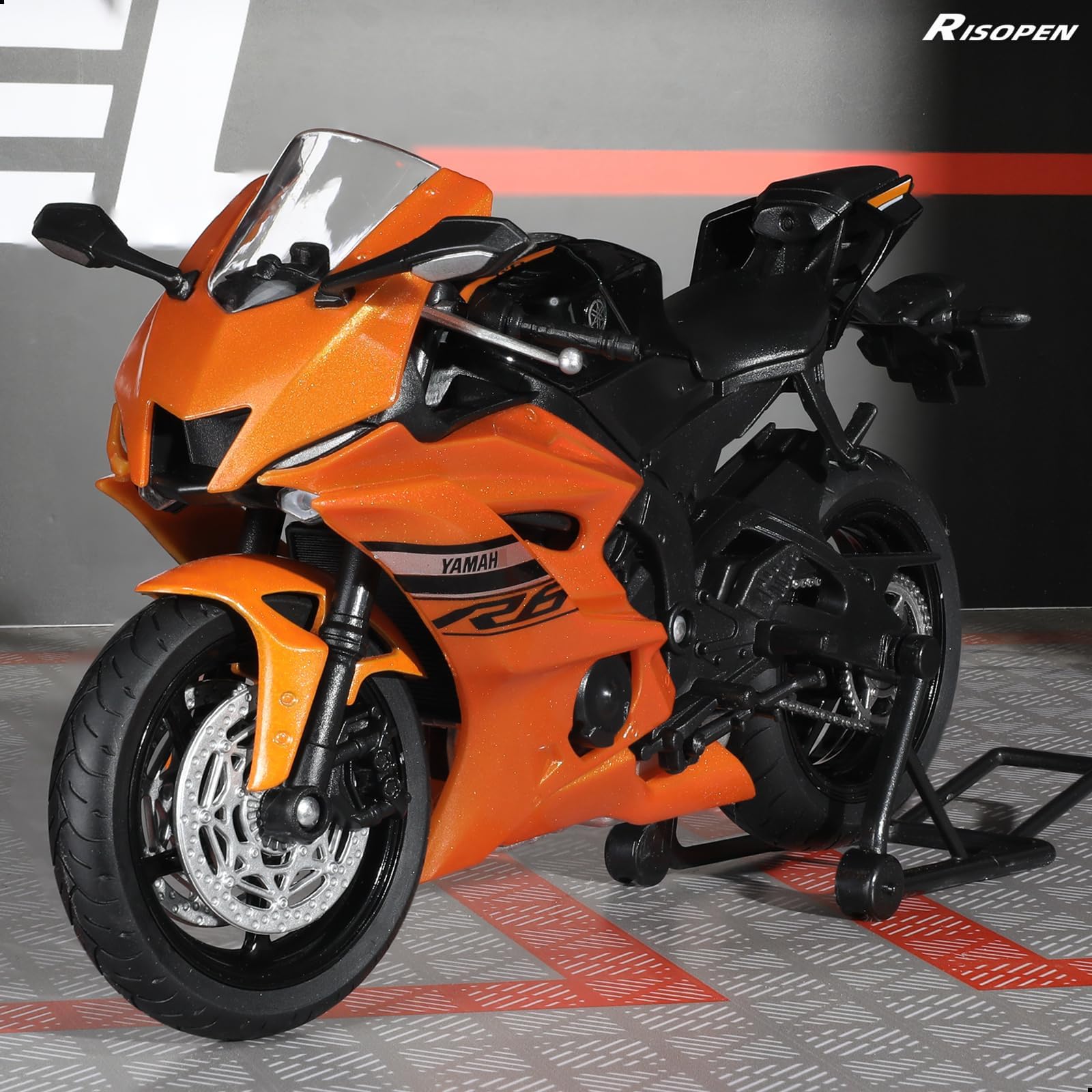 1/12 Die-cast YZF-R6 1000R Motorcycle Scale Model, Orange, Yamaha