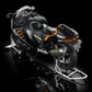 RISOPEN 1:6 Suzuki Hayabusa motorcycle model in black with orange accents, rear view on stand