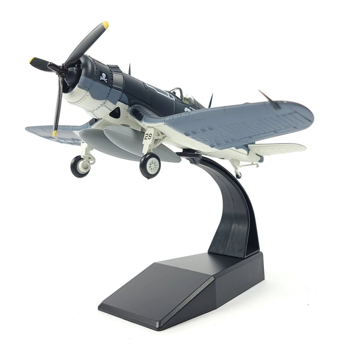 NUOTIE Model F4U Corsair navy diecast aircraft model with stand, front view