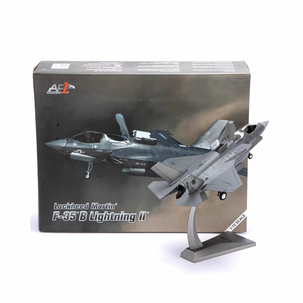 NUOTIE F-35B Lightning II diecast model aircraft with packaging, side view