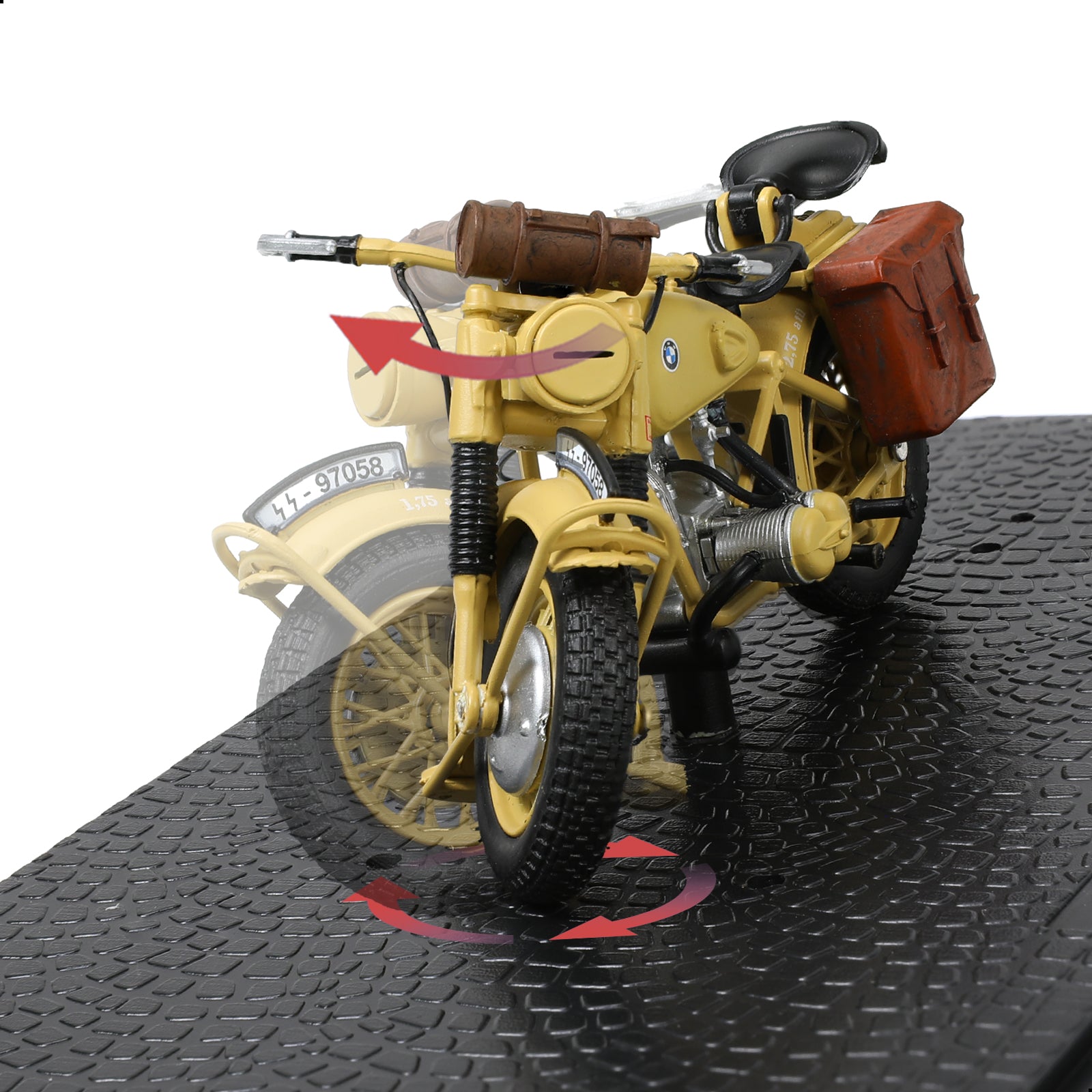 1/24 Die-cast Finished WWII German Military Motorcycle R75 with Panzer