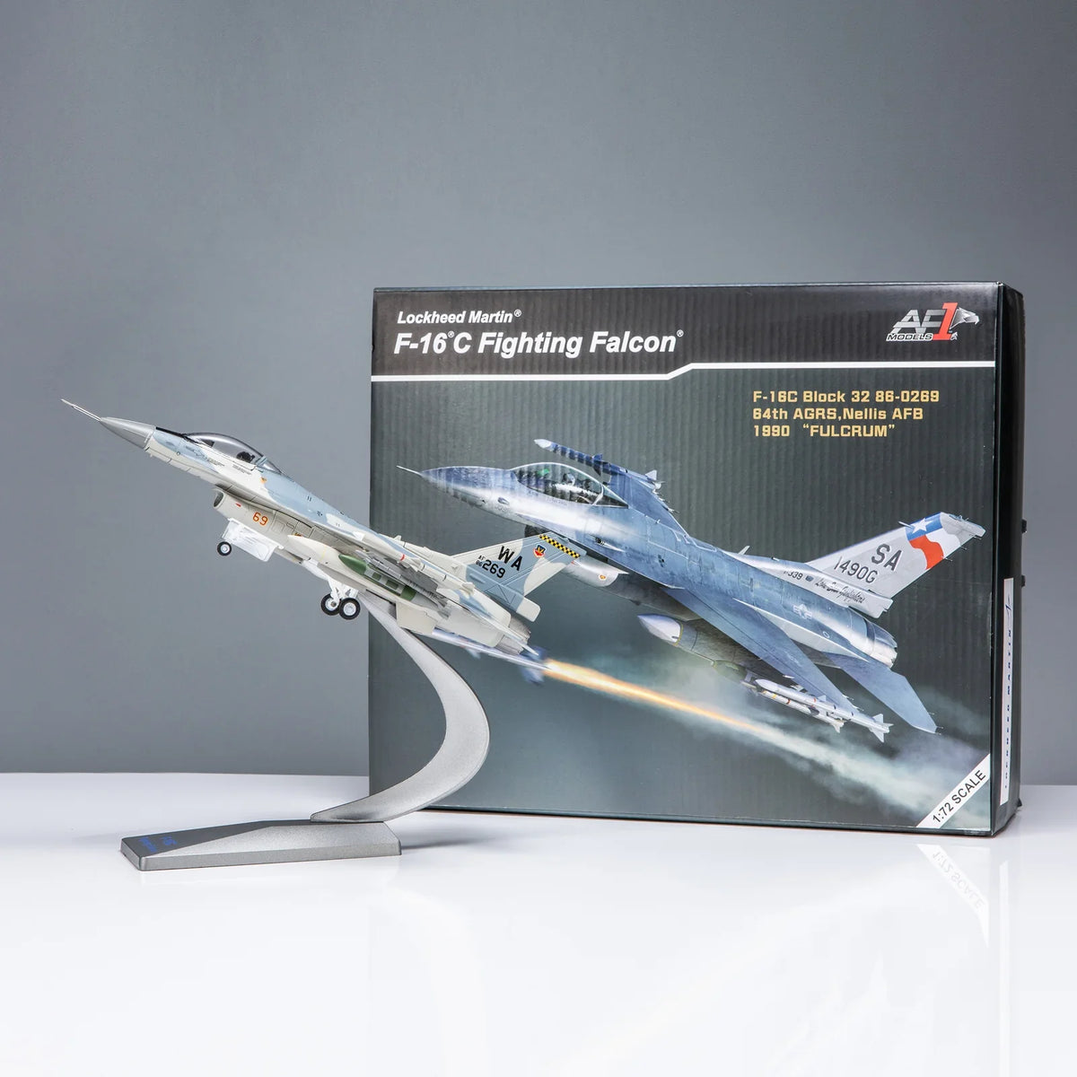 NUOTIE F-16C Fighting Falcon navy diecast model aircraft with packaging and stand