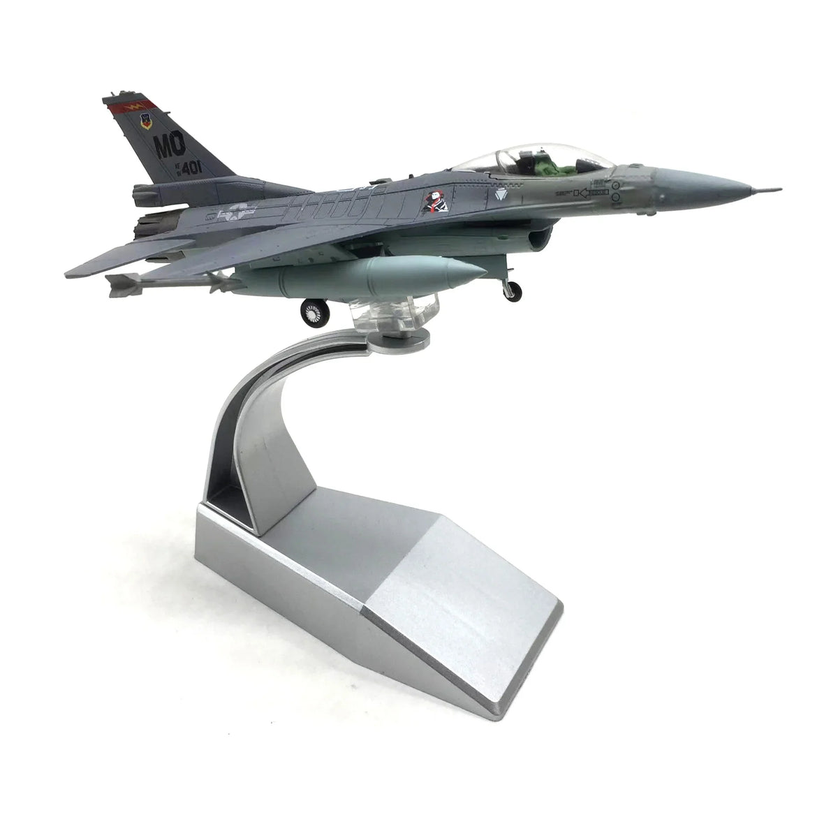 NUOTIE F-16C Fighting Falcon diecast model on stand, side profile