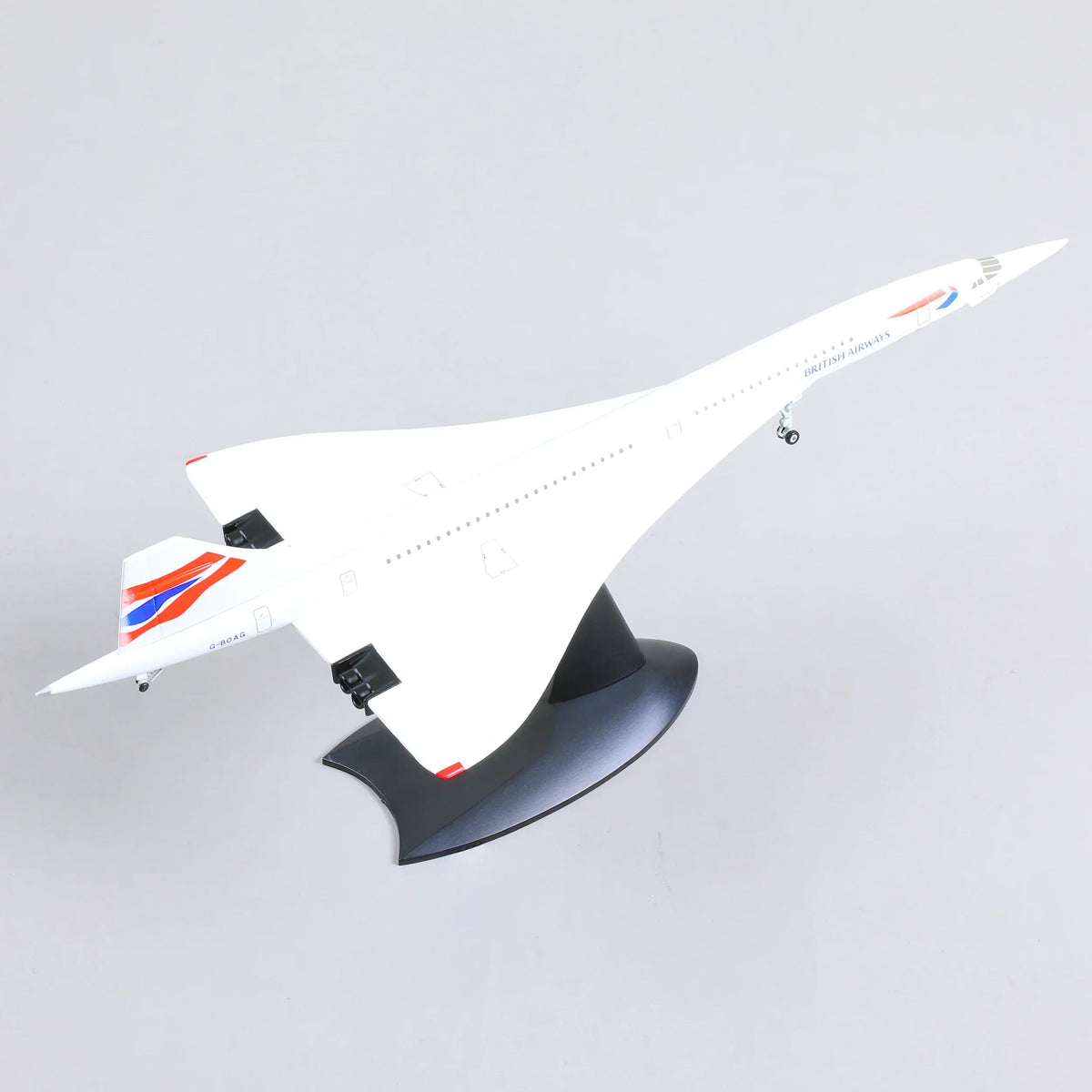 QIYUMOKE British Airways Concorde diecast model aircraft top view with stand