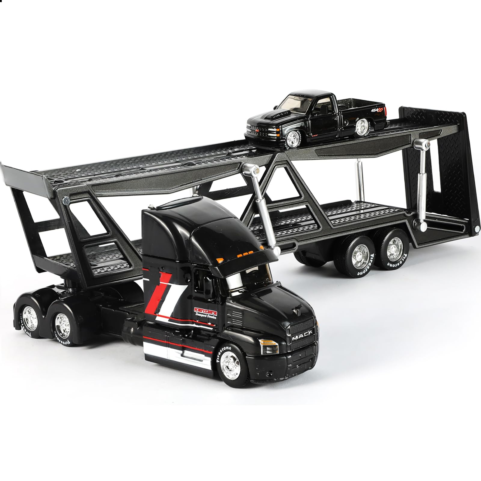 1/50 International Lonestar Semi Truck Trailer Diecast Model Kit - Car Transport Tractor - Black Collectible
