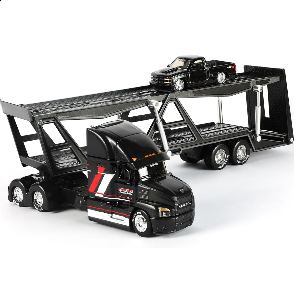 1/50 International Lonestar Semi Truck Trailer Diecast Model Kit - Car Transport Tractor - Black Collectible