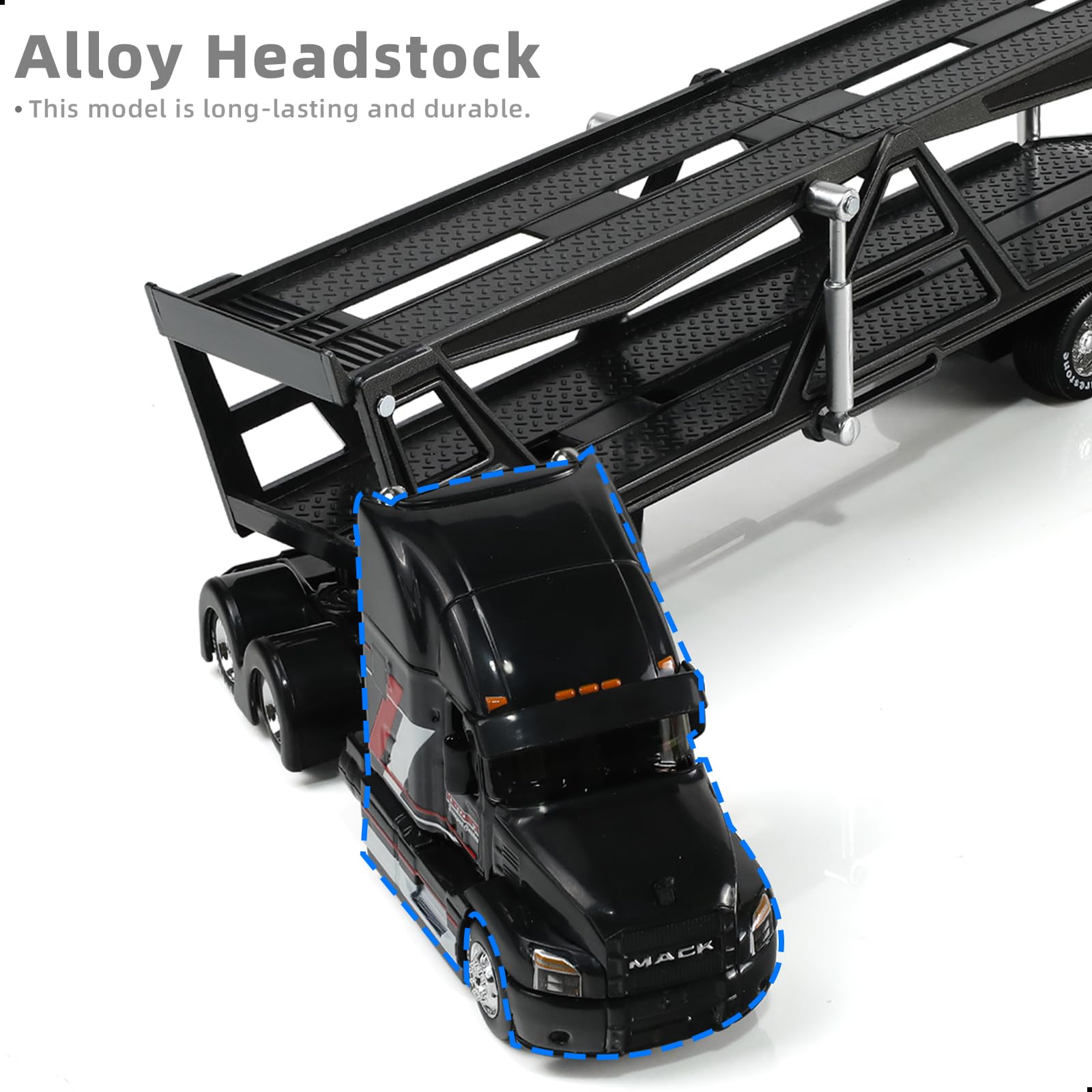 1/50 International Lonestar Semi Truck Trailer Diecast Model Kit - Car Transport Tractor - Black Collectible