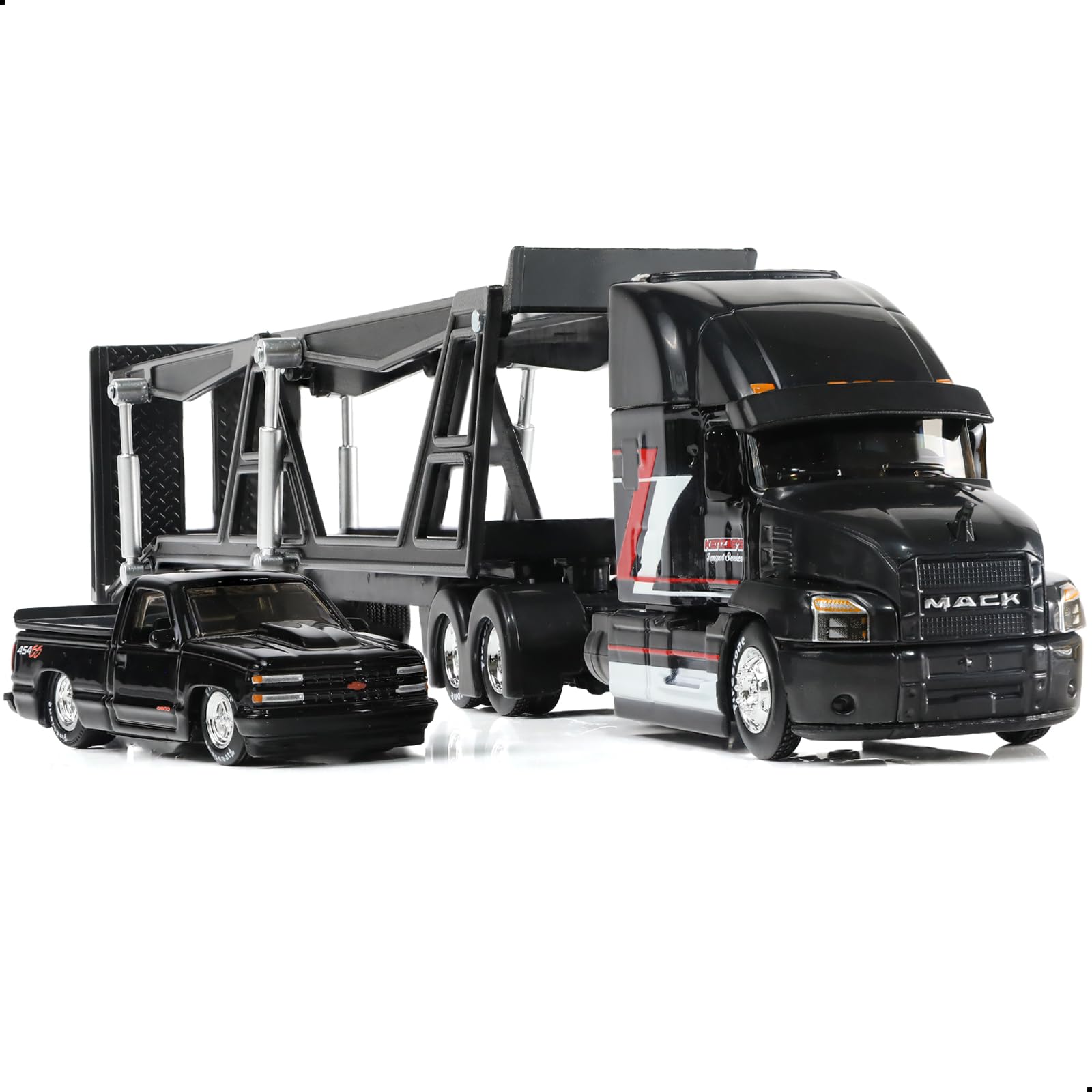 1/50 International Lonestar Semi Truck Trailer Diecast Model Kit - Car Transport Tractor - Black Collectible