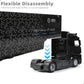 1/43 Diecast Racing Hauler Semi Truck Model with Container and Race Car - Metal Transport Collectible - Black