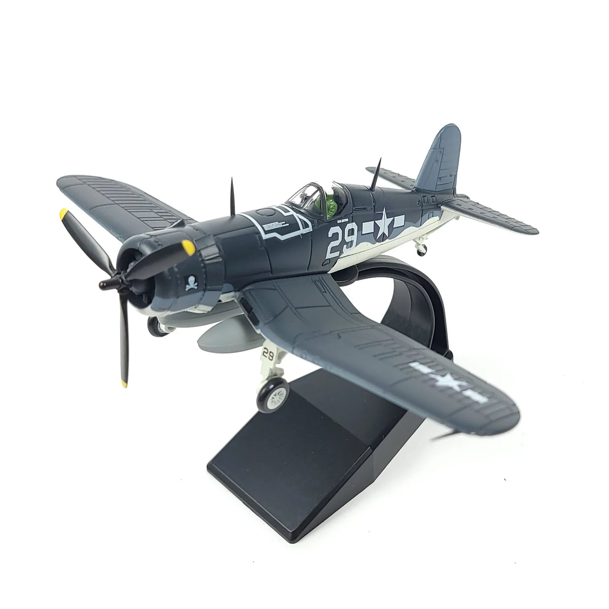 NUOTIE Model F4U Corsair navy diecast aircraft model with stand, top view