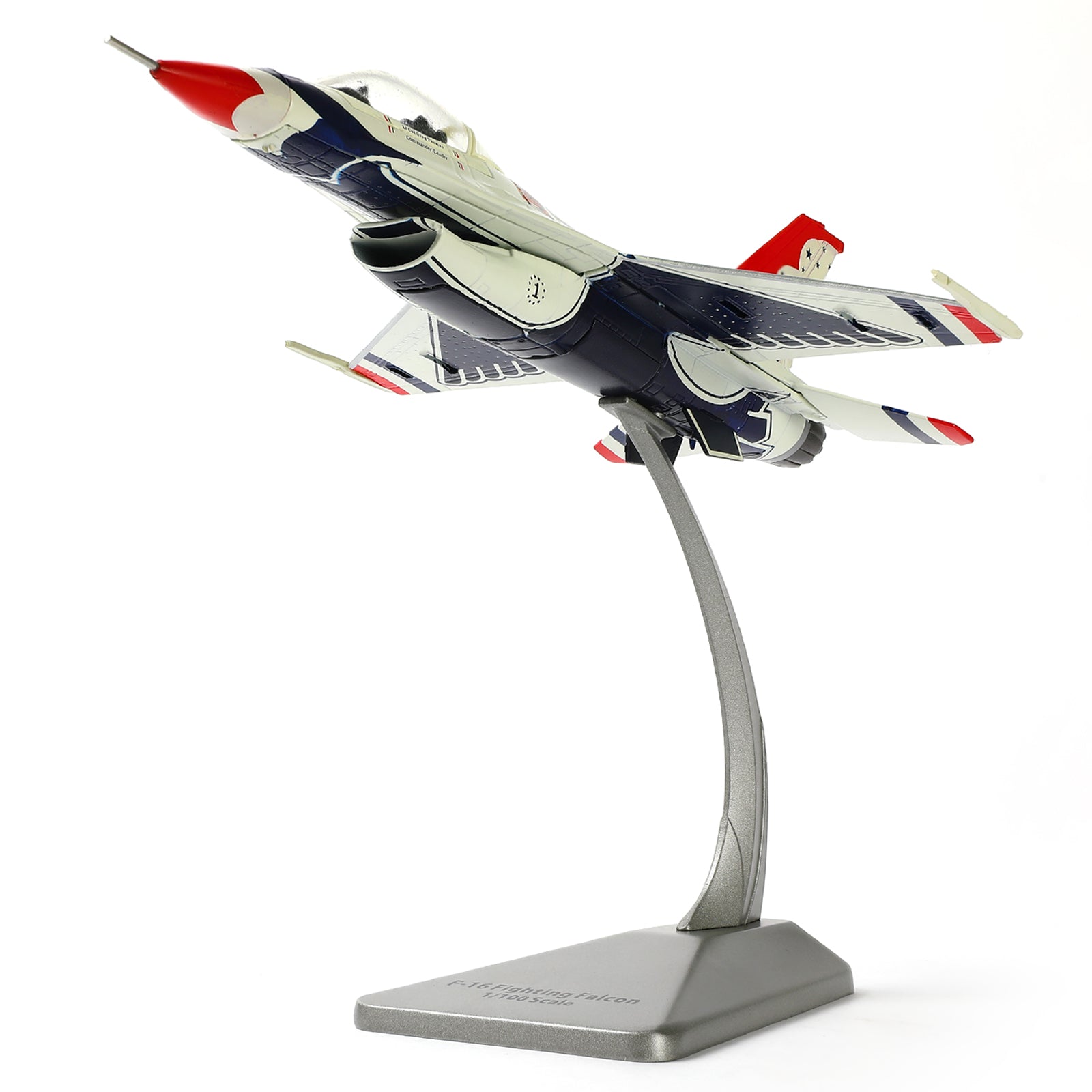 1/100 Scale F-16C Thunderbird Diecast Metal Model - USAF Air Demonstration Jet with Stand
