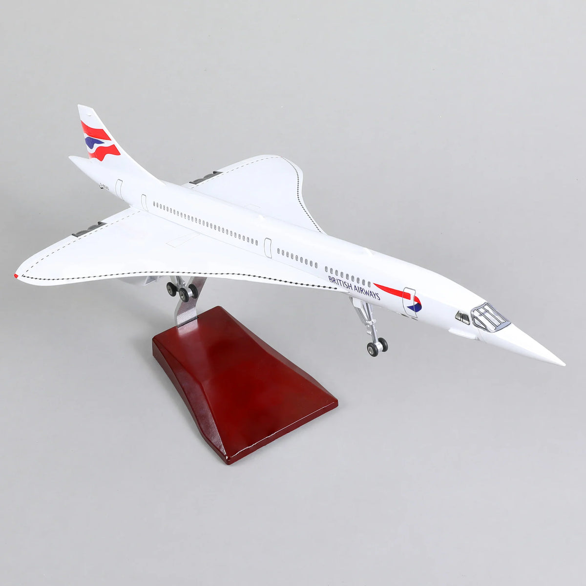 QIYUMOKE Concorde diecast airplane model with British Airways livery, side view
