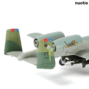 NUOTIE A-10 Thunderbolt II model in green with tiger shark design, rear view