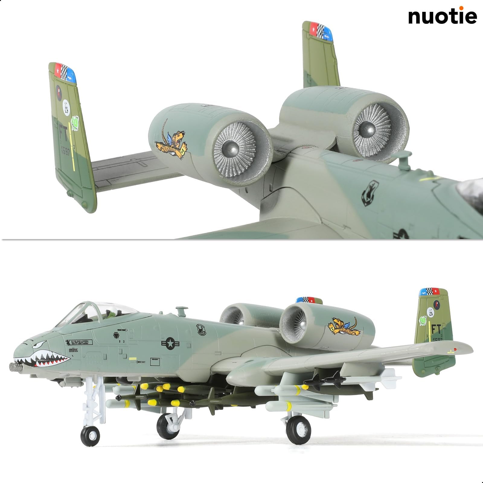 1/100 A-10 Thunderbolt II Diecast Metal Model - "Tiger Shark" Warthog Attack Aircraft