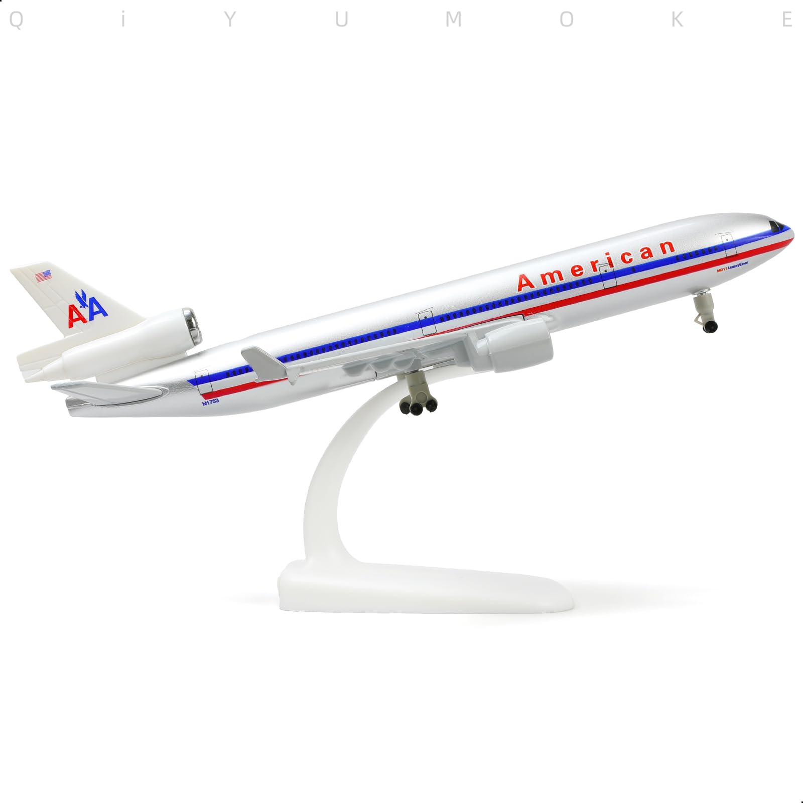 1/300 American Airlines MD-11 Passenger Airliner Model, Diecast Metal Collector's Display by QIYUMOKE