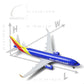 1/300 Southwest Airlines Boeing 737 Diecast Airplane Model, Desktop Aviation Gift