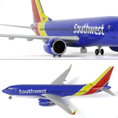 1/240 Southwest Airlines Boeing 737 Model Plane - 30cm Resin Aircraft Kit with Display Stand - Aviation Collectible for Adults QIYUMOKE